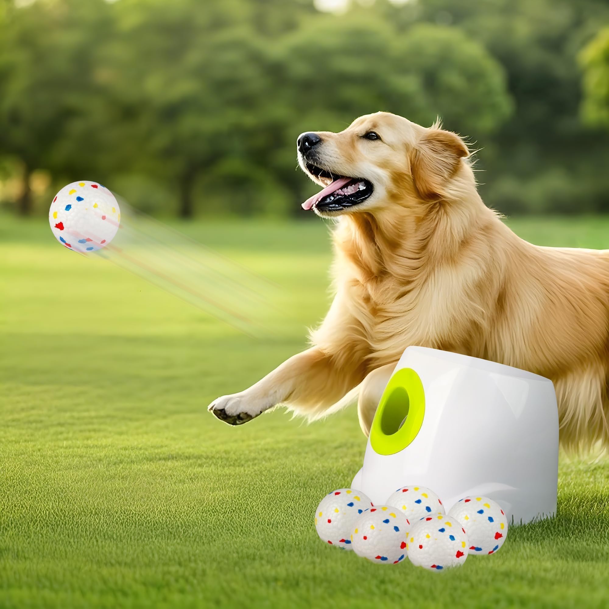ALL FOR PAWS Automatic Ball Launcher for Dogs, Interactive Puppy Pet Balls Outdoor Thrower for Medium to Large Dogs, Ball Throwi