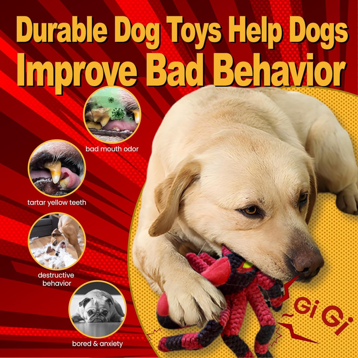 Legend Sandy Large Dog Toys To Keep Them Busy, Interactive Dog Toys, Squeaky Crinkle Tug Of Warpuppy Toy