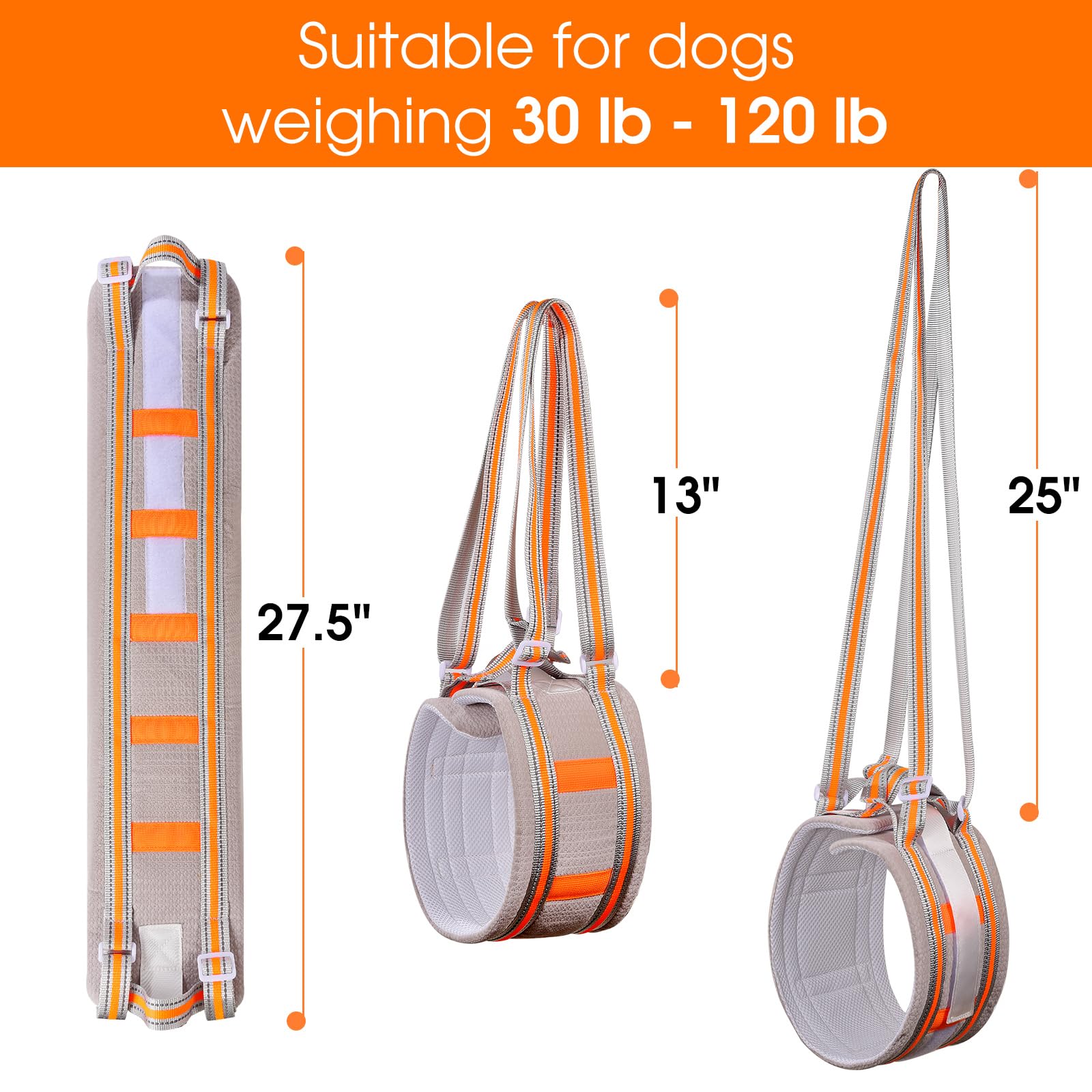 Portable Dog Lift Harness,Dog Sling For Large Dogs Hind Leg Support,Reinforcement Against Bunching,Suitable For 30-100 Lbs Dogs