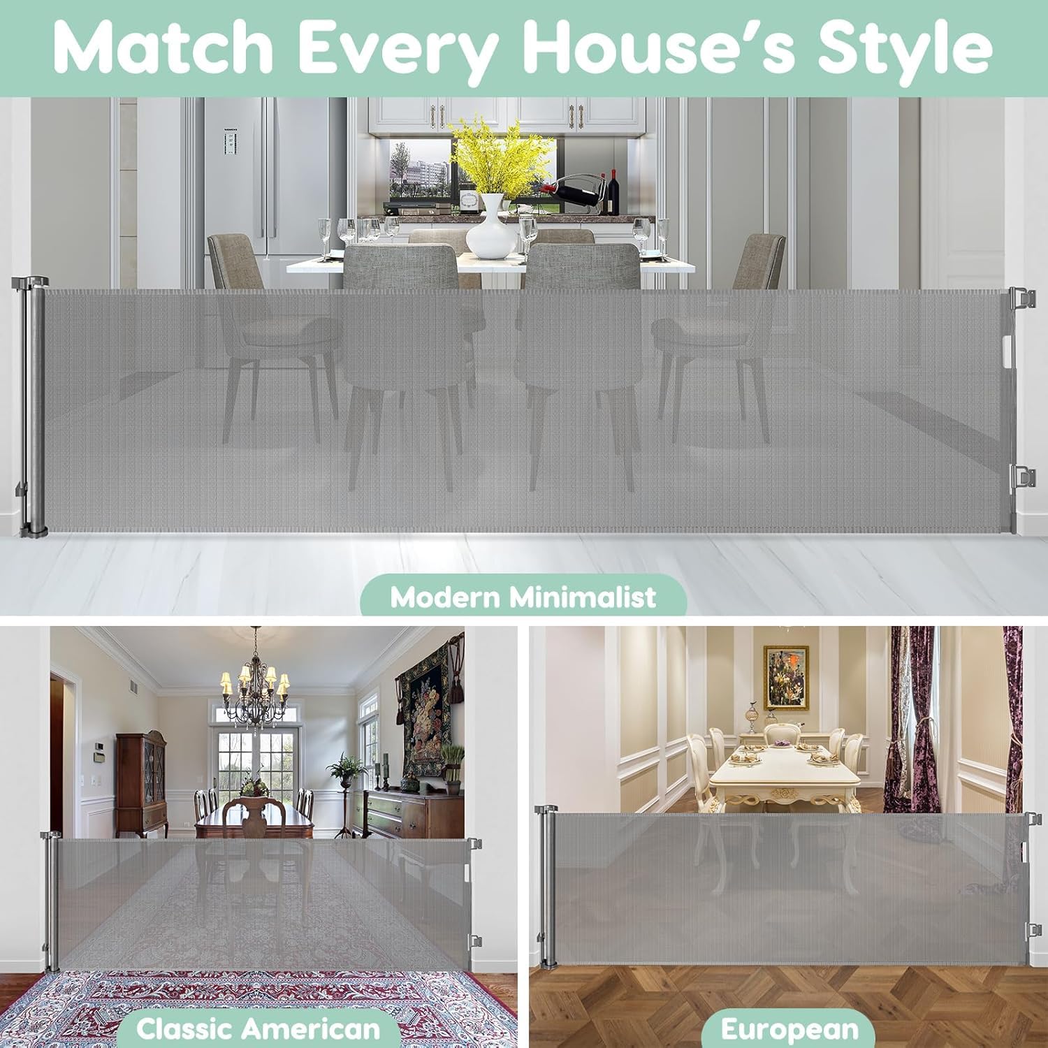 115 Inch Retractable Pet Gate for Dogs & Puppies - Extra Wide & Long Baby & Child Safety Gate