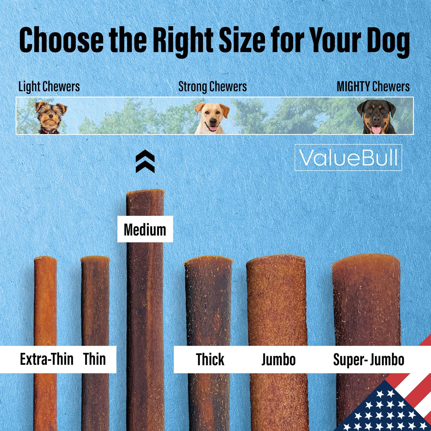 ValueBull USA Collagen Sticks for Dogs, 6 Inch Medium Chews, Natural Long-Lasting Dog Treats, 400 Count Wholesale Pack - Promote