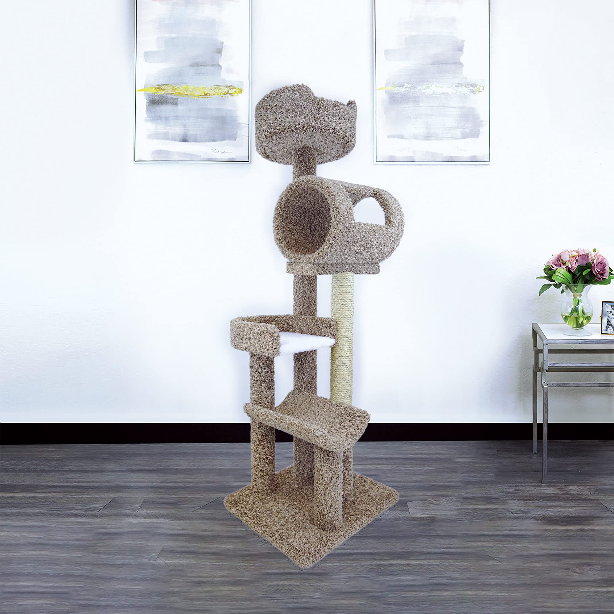 New Cat Condos 140003- Solid Wood Cat Climbing Tower Cat Tree