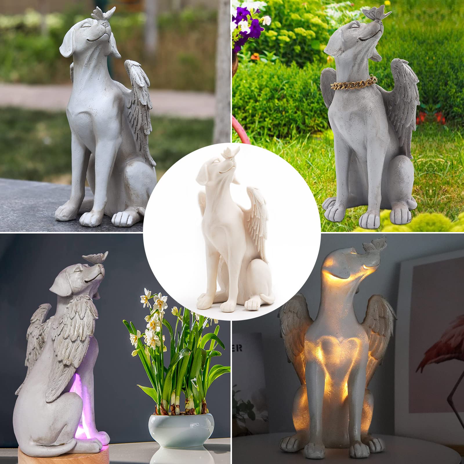 Dnoifne Angel Dog Memorial Statue, Pet Memorial Stones For Dogs, Angel Dog Memorial Gifts, Dog Passing Away Gifts, Pet Loss Gift For Dog, Garden Resin Dog Ornament, Pets Grave Marker, Tribute Statue