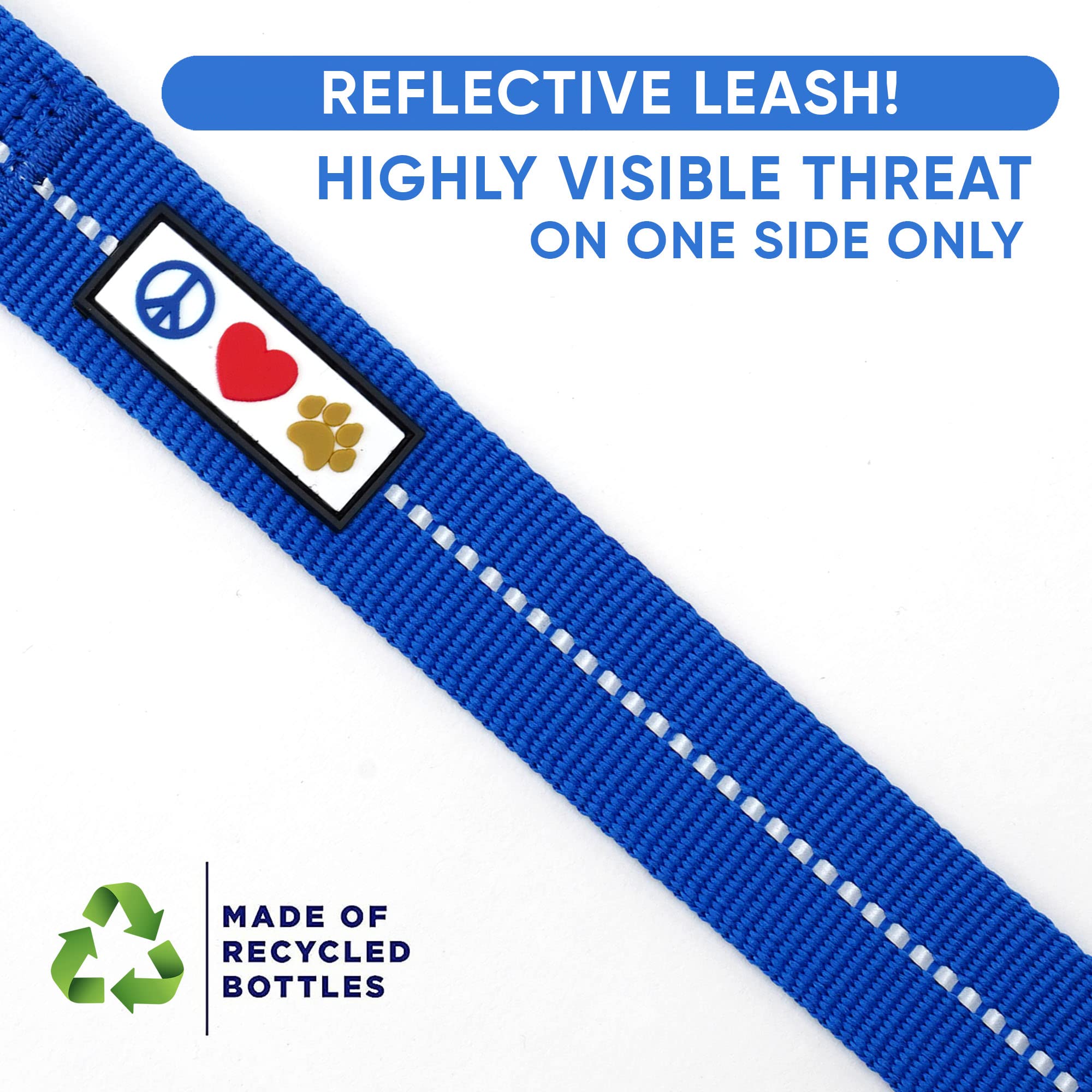Pawtitas 6 FT Recycled Dog Leash with Reflective Stitched Thread Stitched on Side| Small Reflective Dog Leash Made from Plastic
