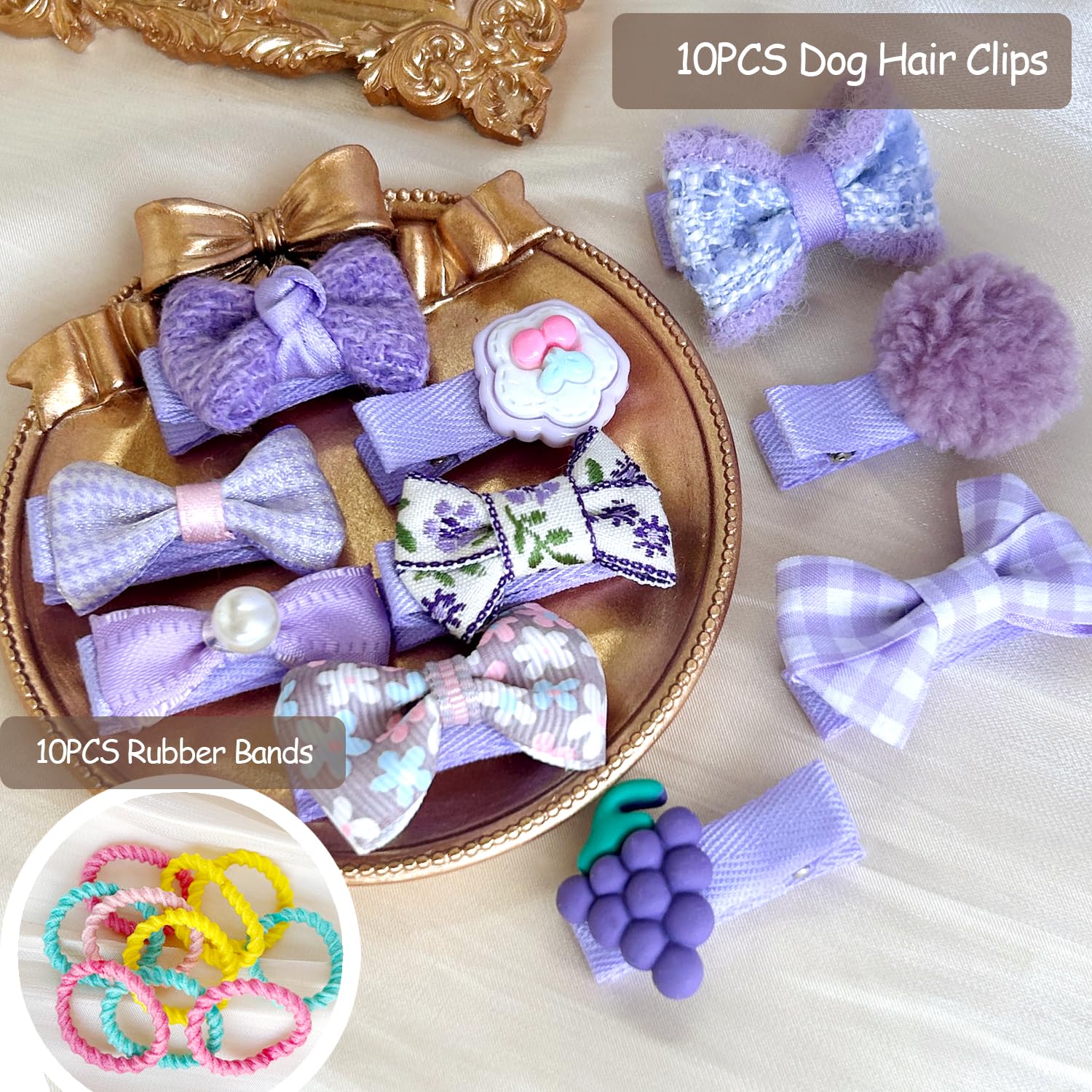 Light Purple Dog Hair Clips Lavender Small Dog Hair Bows Cute Pet Grooming Accessories Alligator Clips Stay In Hair Barrettes Fl