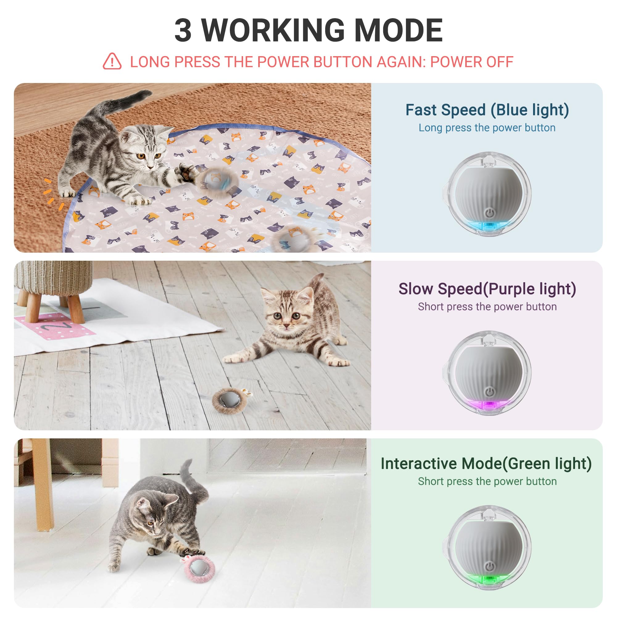 Lanfee Interactive Cat Toys For Indoor Cats, Automatic Motion Activated Moving Ball Hide And Seek Game For Indoor Exercise Kicke