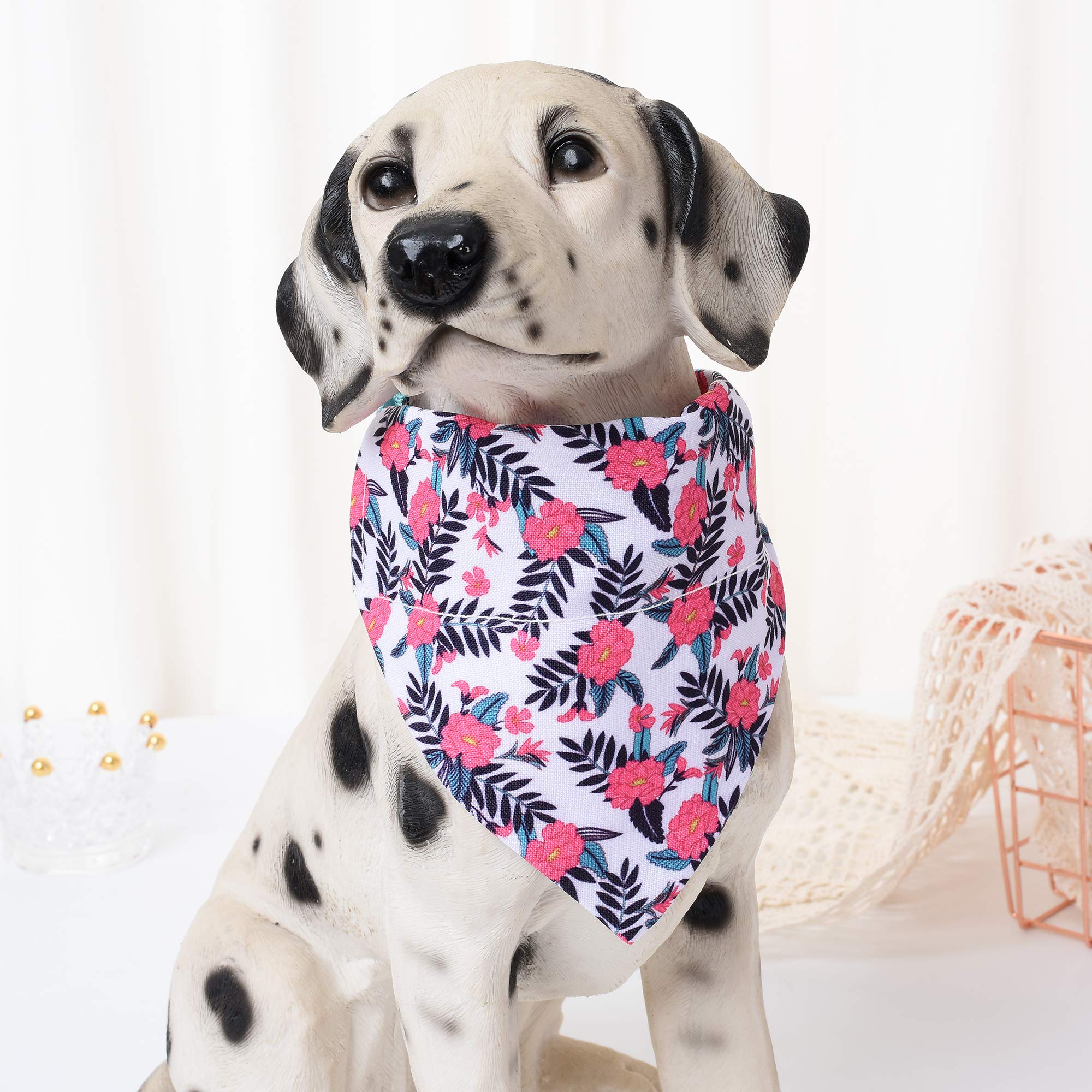Mile High Life Cute Bandana Collar - Soft Poly Cotton Fabric Collars For Medium Dogs - Flower & Fruit Pattern (Watermelon)