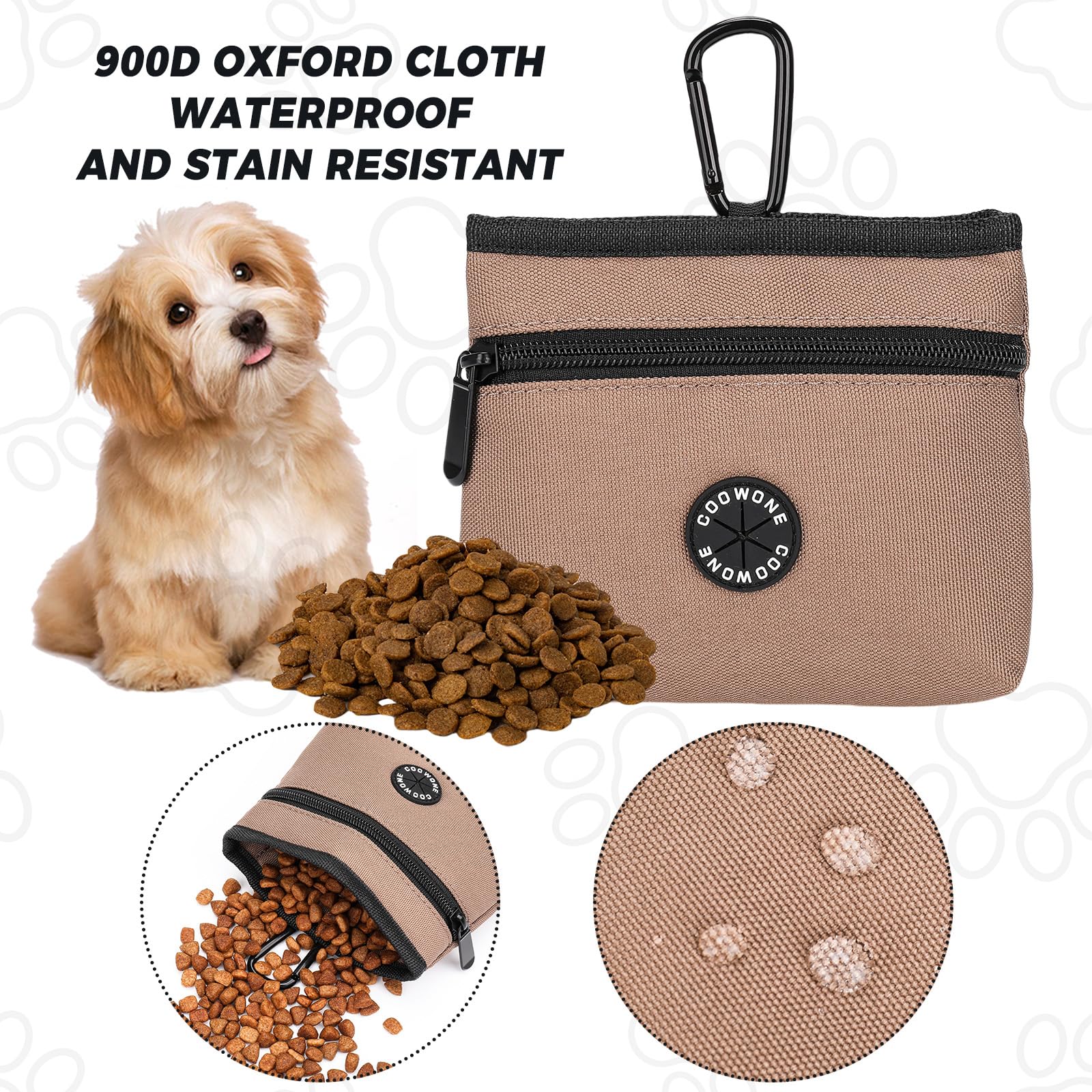 COOWONE Dog Treat Pouch with Pet Training Clicker, Detachable Dog Puppy Training Treat Bag, 900D Oxford Cloth Magnetic Closure S