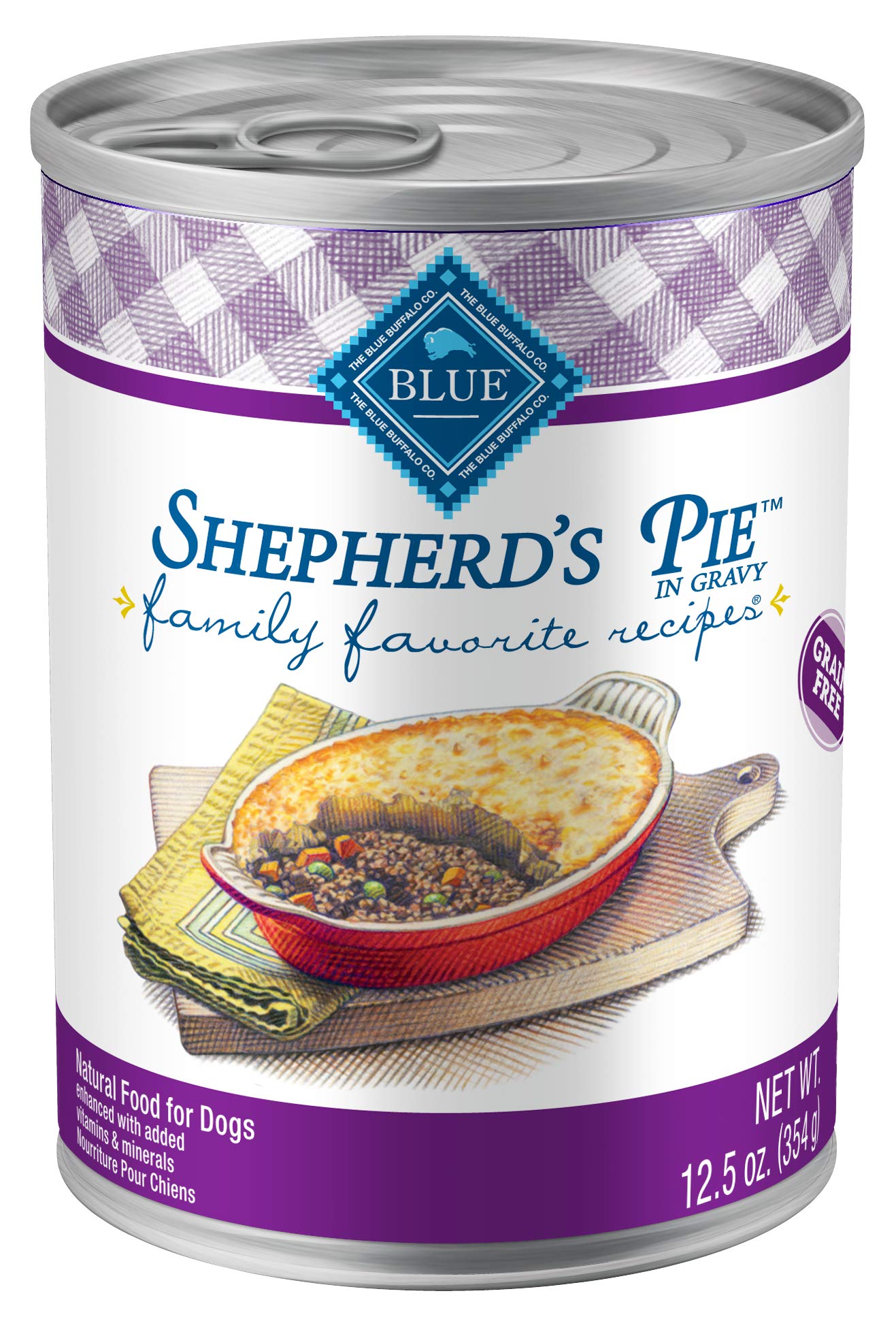 Blue Buffalo Family Favorites Adult Wet Dog Food, Made with Natural Ingredients, Shepherd s Pie, 12.5-oz Can (Pack of 12)