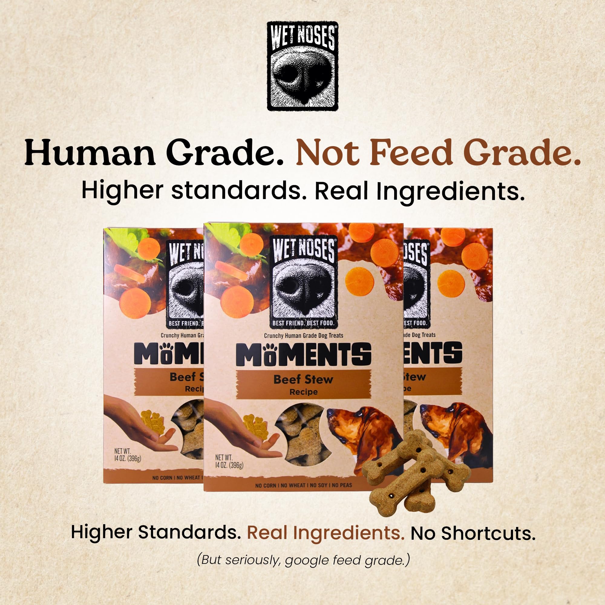 Wet Noses Moments Non-GMO Beef Stew Bone Crunchy Dog Treats - 14oz | No Corn, Wheat, Soy or Peas, Made with 8 Simple Ingredients
