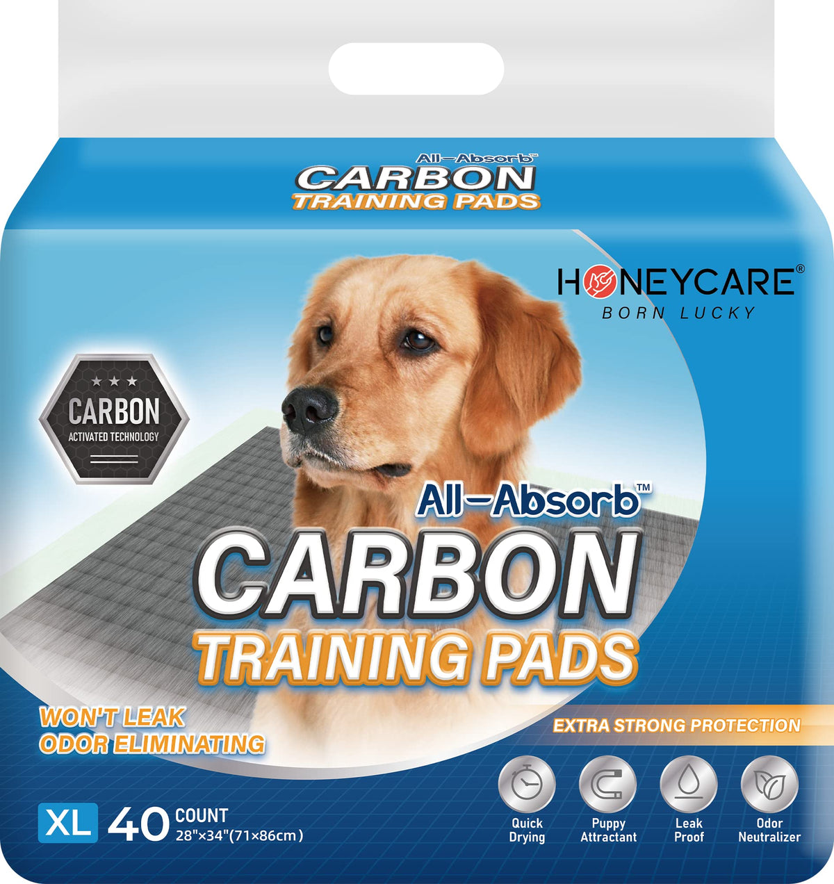 Honey Care All-Absorb Puppy Training Pads Dog Potty Pads Absorb Eliminating Urine Odor, Jumbo-Size Charcoal Puppy Pee Pad (Carbo
