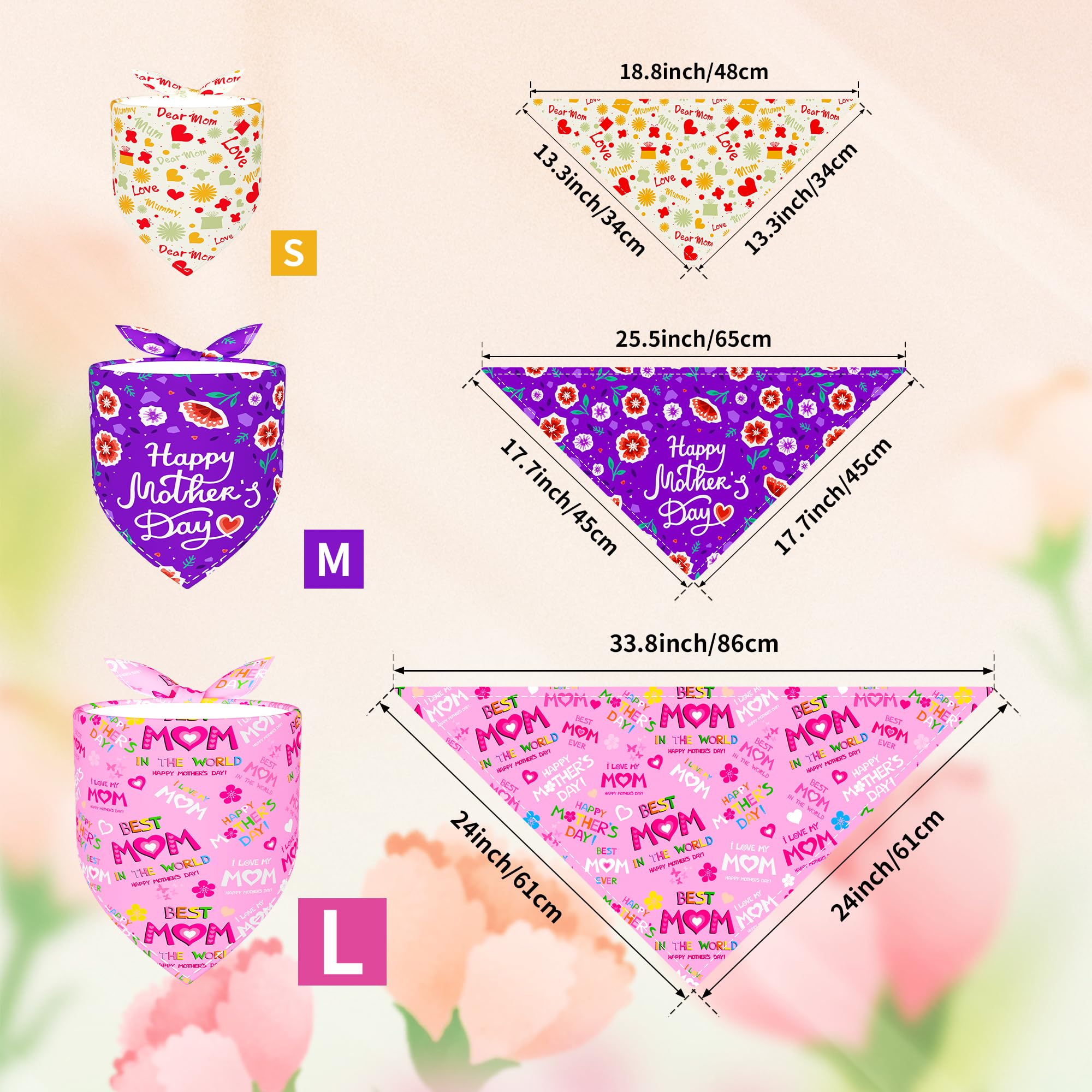 Pai Sence 30 Pcs Mothers Day Small Dog Bandanas Bulk 25 Inch Love Mom Dog Bandanas For Medium Dogs Breed Best Mom Dogs Bandana L