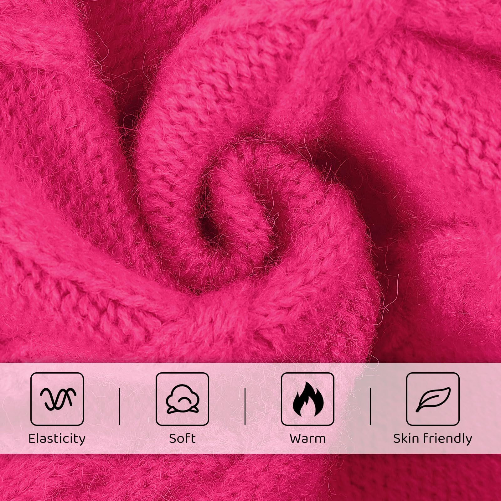 Queenmore Large Warm Sweater For Extra Large Dogs, Chunky Knitted Turtleneck Winter Outfit For Big Doggie Boy Girl (Fuchsia, 2Xl