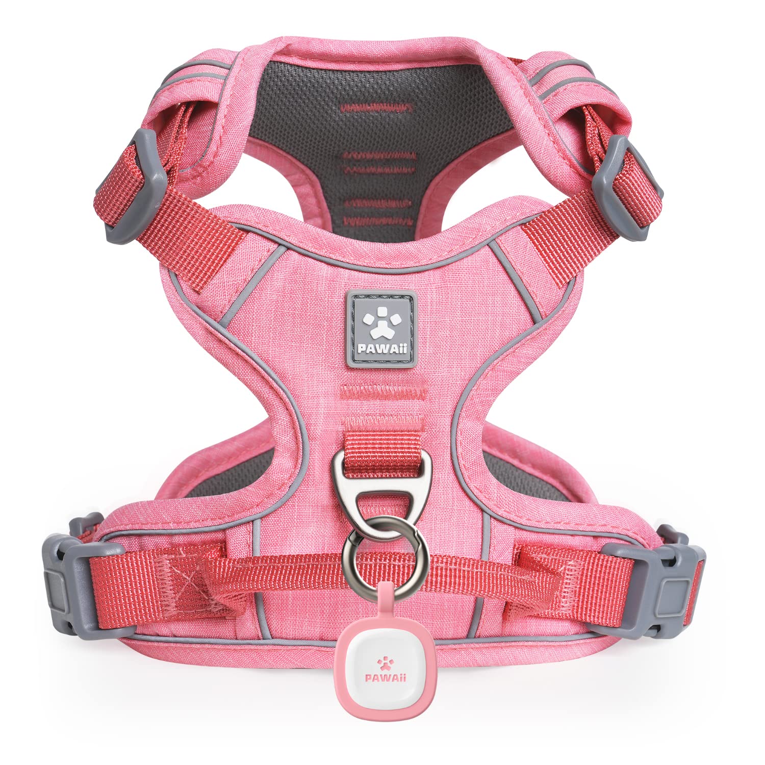 Pawaii Mimi Pink Small Dog Harness, No Choke, Adjustable Soft Padded Pet Vest With Easy Control Handle & Digital Id Tag