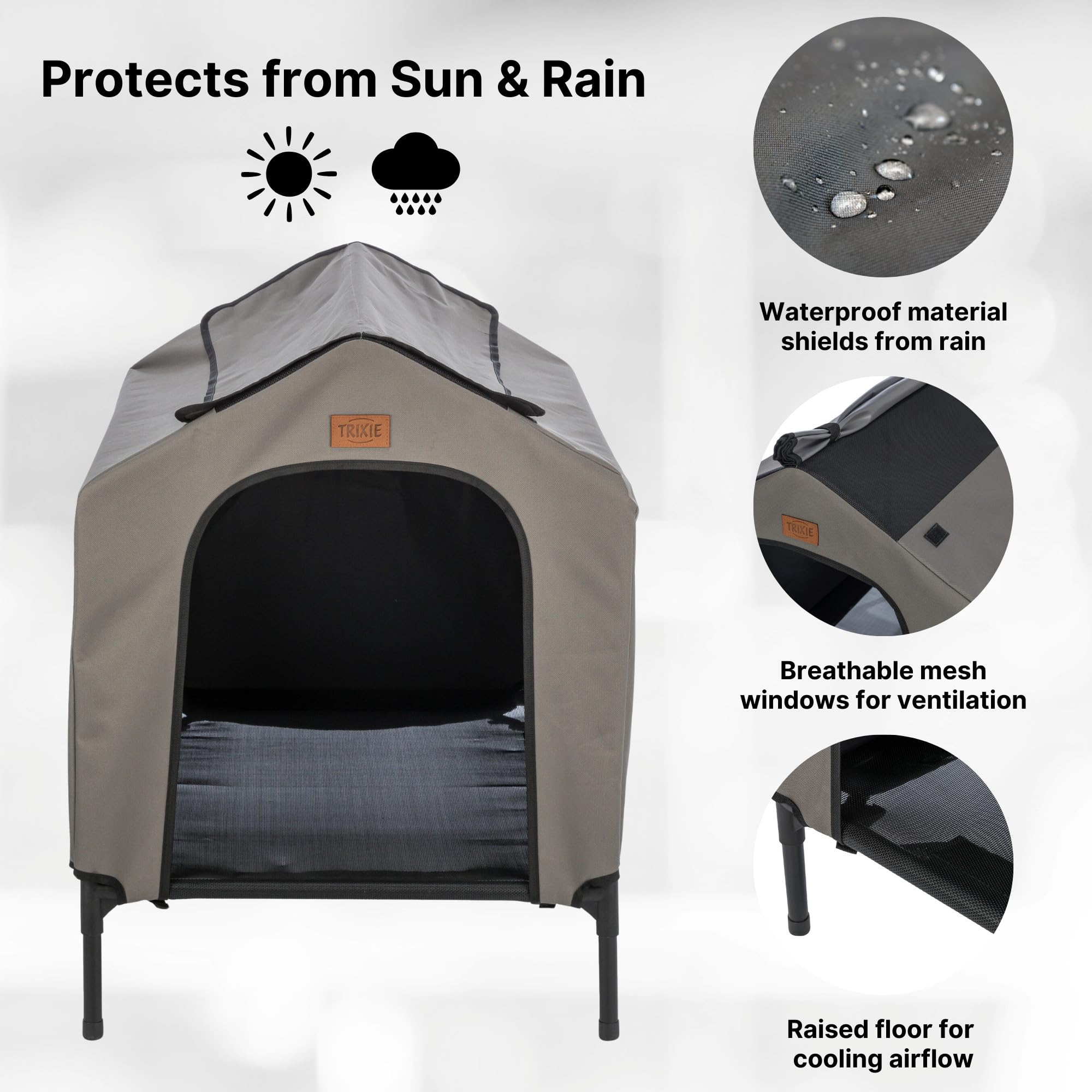 Trixie 2-In-1 Dog House And Bed - Elevated Indoor/Outdoor Tent With Removable Cover - Waterproof And Sun-Resistant - For Large D