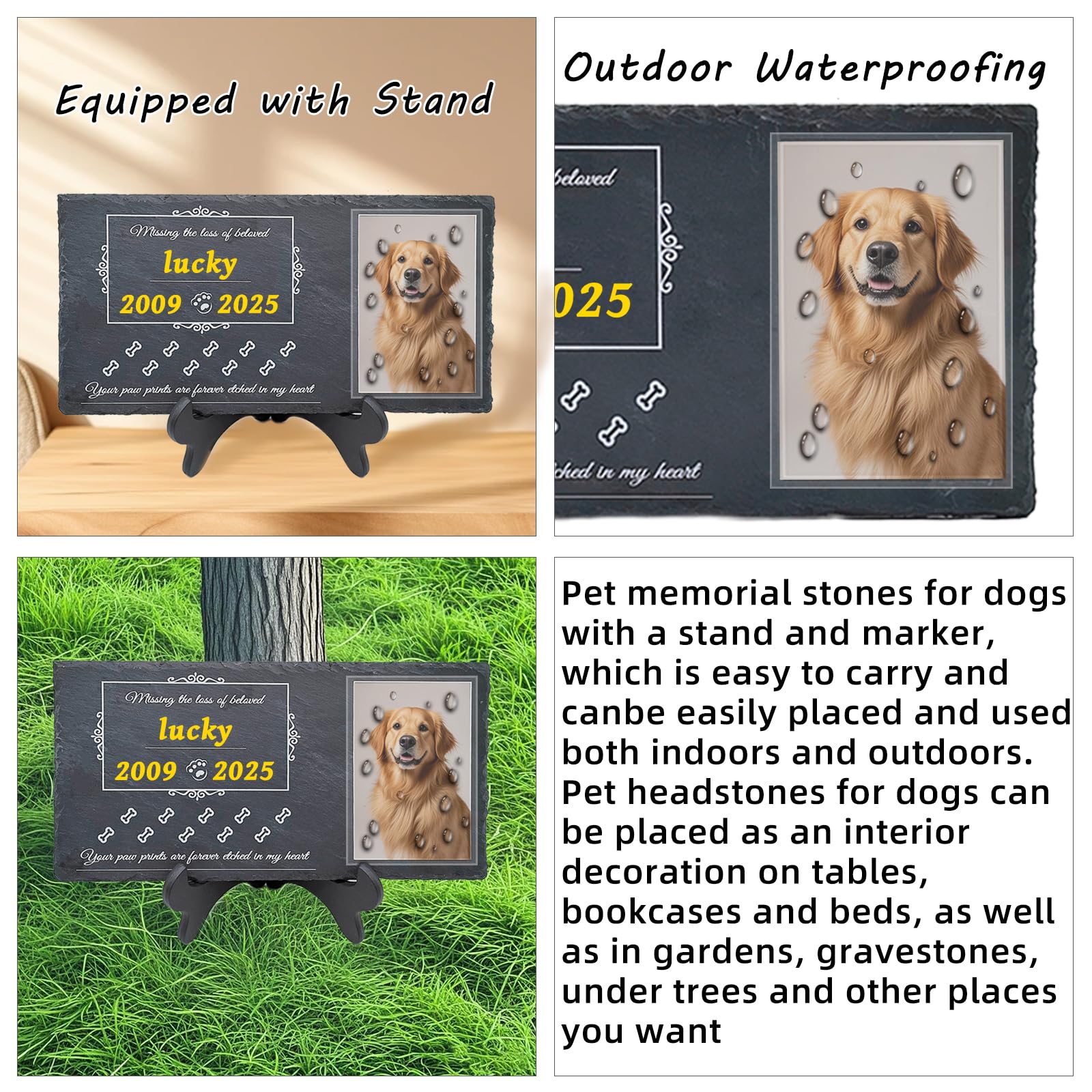 Jwizyotr Pet Memorial Stones for Dogs Pet Grave Markers Dog Dog Memorial Stone Pet Headstones for Dogs Cat Lovers with Stand and
