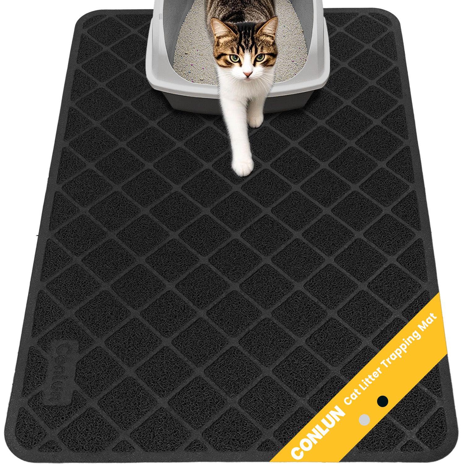 Conlun Cat Litter Mat Litter Trapping Mat, 35' X 23' Premium Durable Pvc Grid Mesh With Scatter Control, Non-Slip, Less Waste Cat Litter Box Mat, Soft On Kitty’S Paws, Urine Waterproof