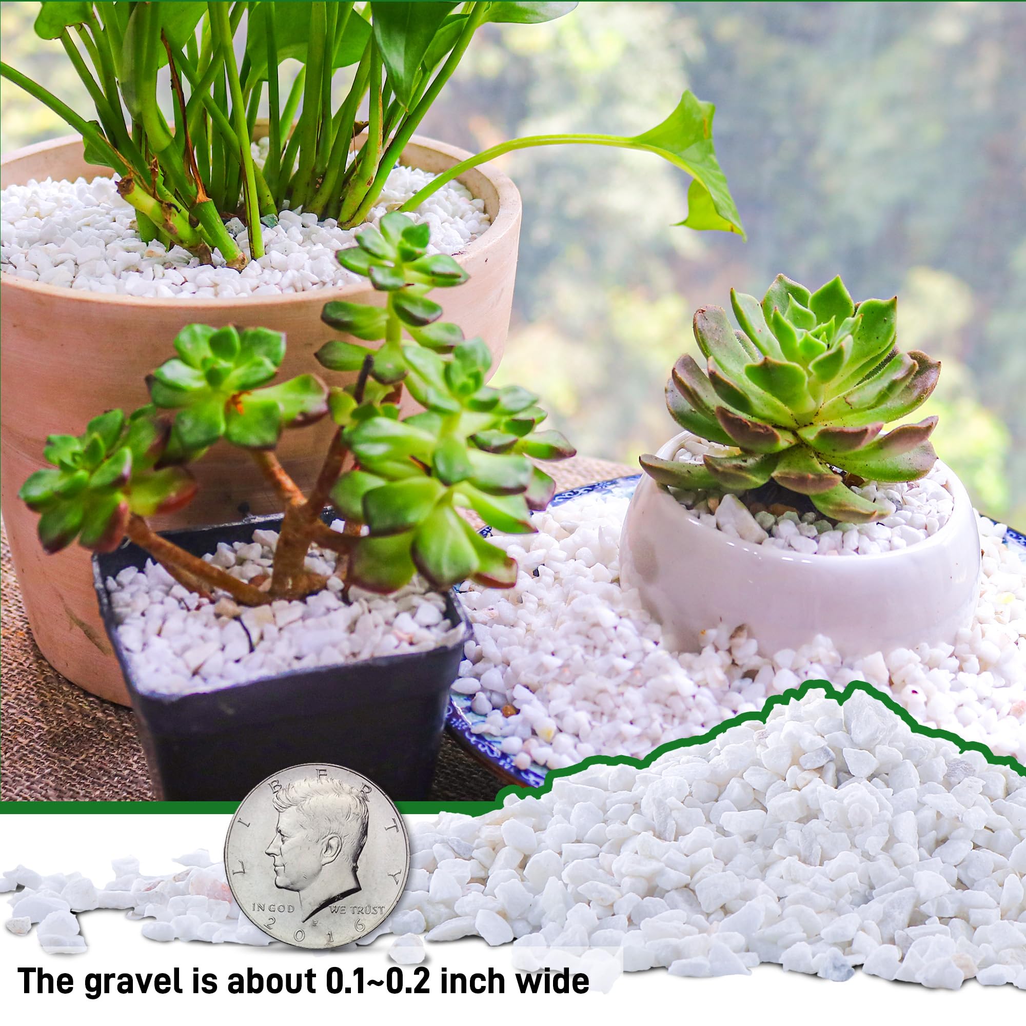45Lb 1/4In White Gravel For Succulent,Cactus Bonsai,Diy Terrarium, Fairy Gardening, Top Dressing,Aquarium