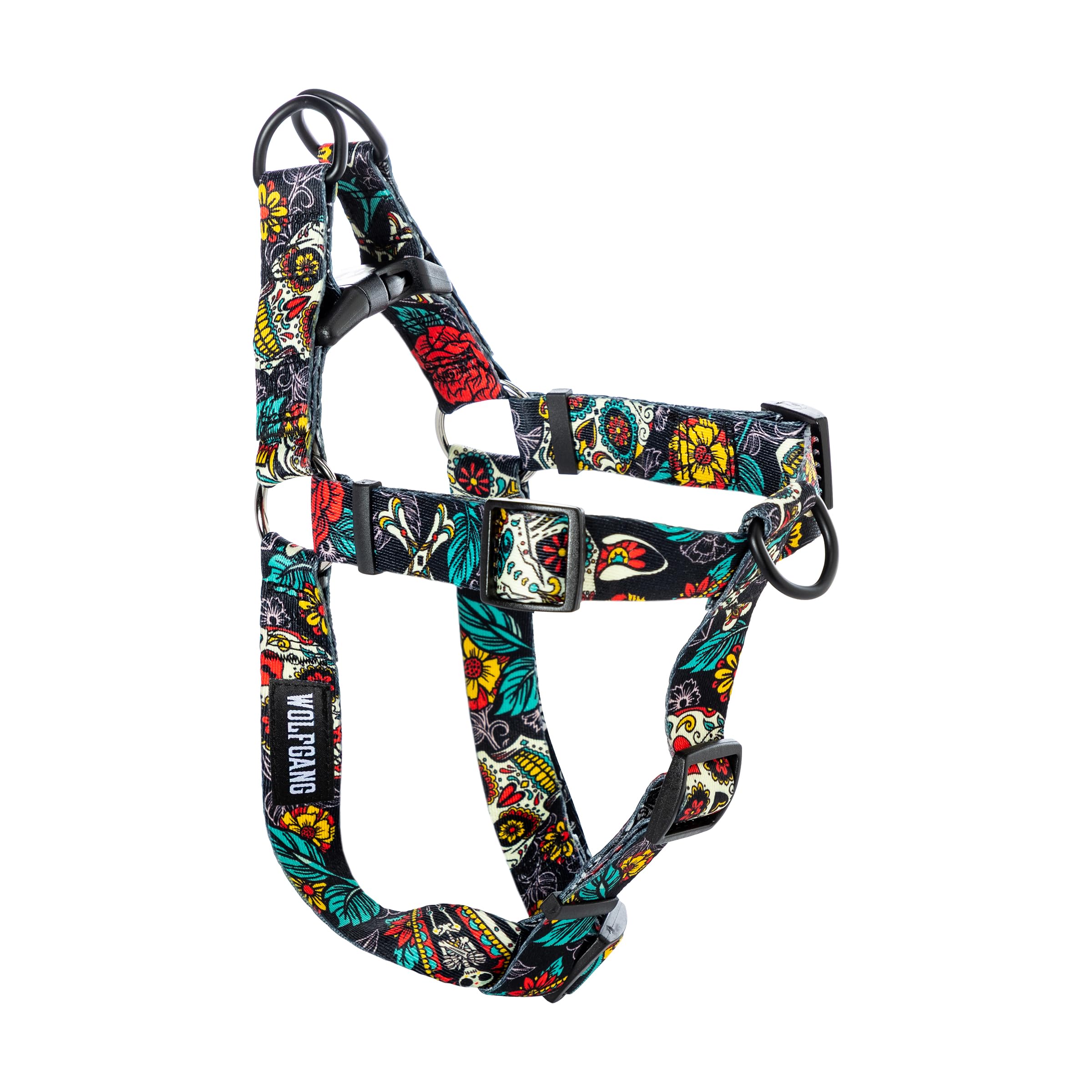 Wolfgang Heavy Duty Adjustable Dog Harness, Pull-Tested To Over 800 Lbs For Walking & Training, Losmuertos Print, Large