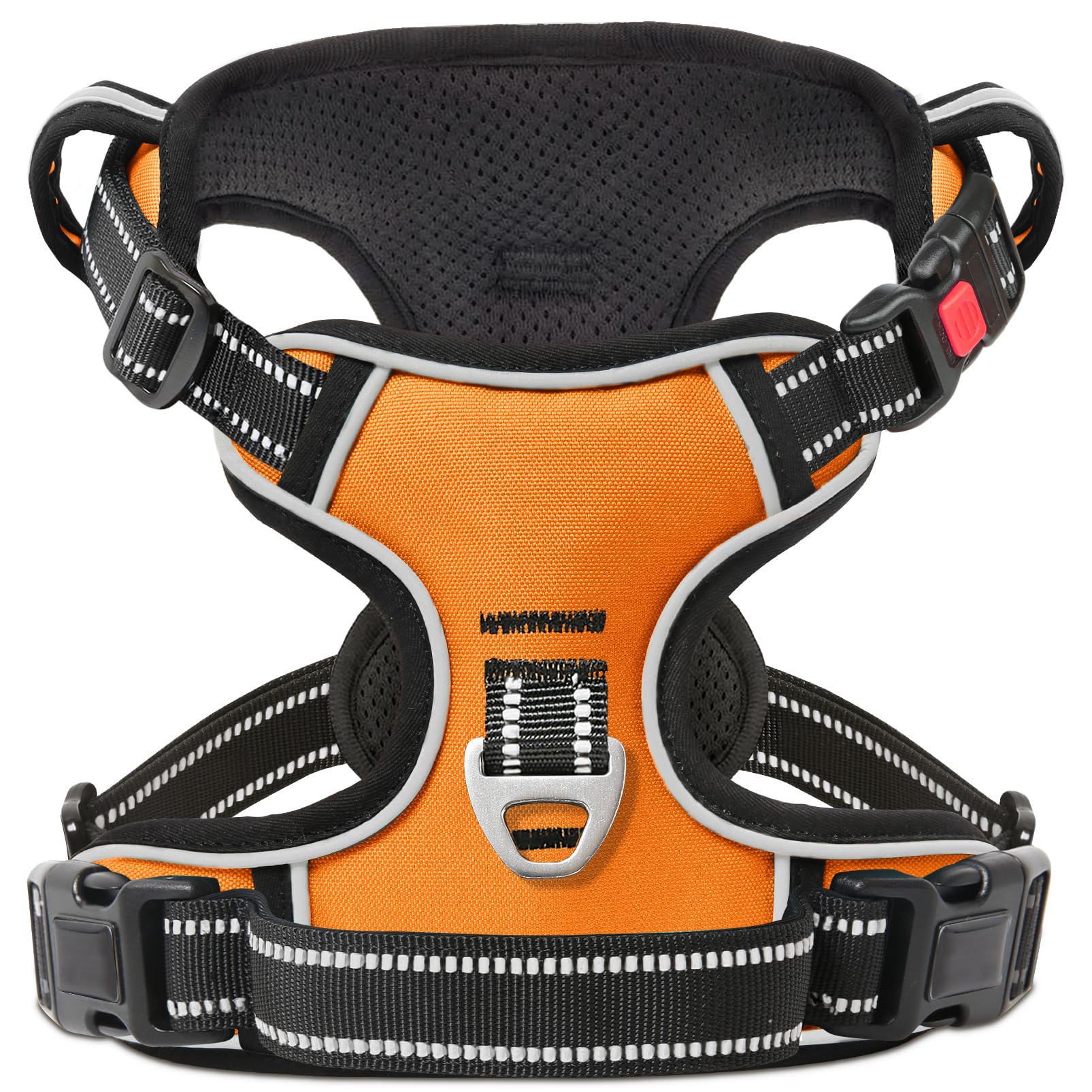Timos Dog Harness Medium Sized, No Pull With Neck Lockable Snap,No Choke Front Clip Dog Reflective Harness,Adjustable Metal Ring