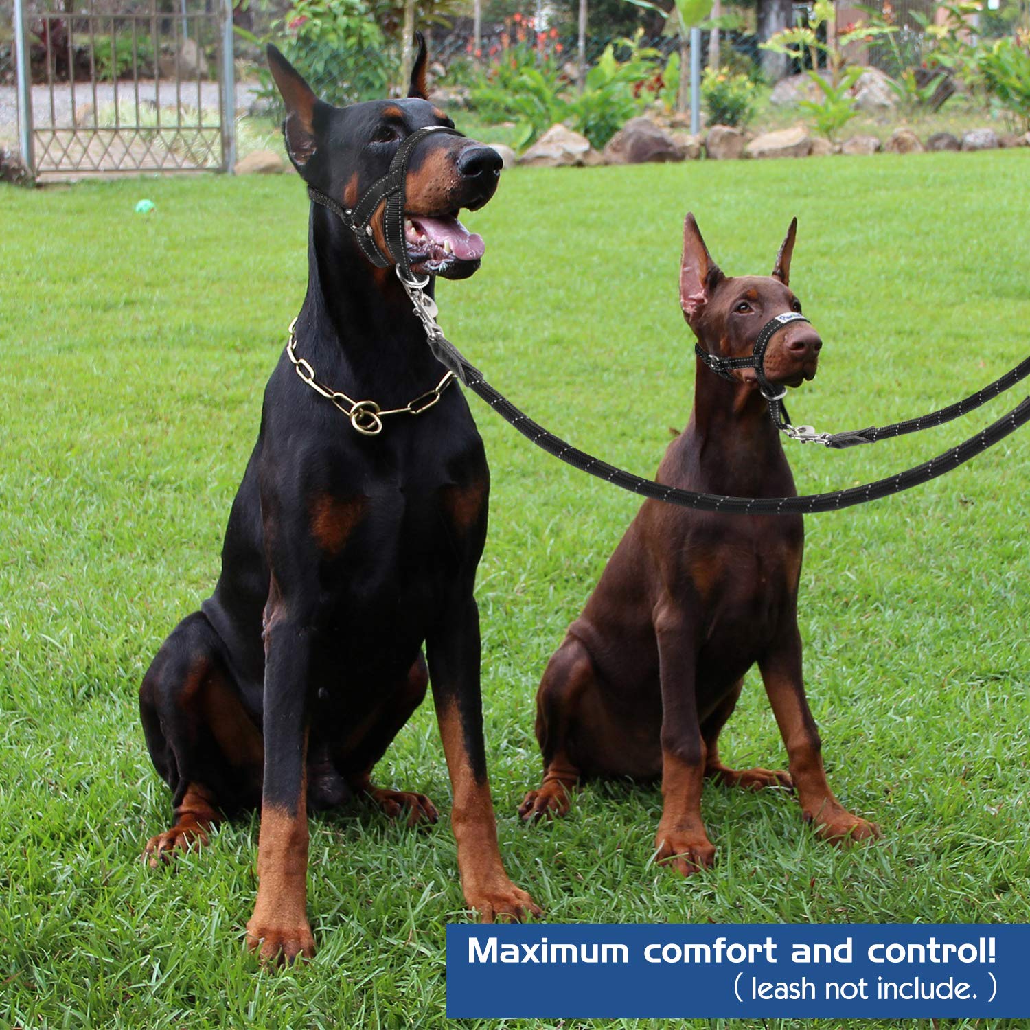 Pawaboo Dog Muzzle, Head Halter Collar For Dog, Pet Dog Nylon Reflective Adjustable Loop Anti-Biting Barking Control Easy Fit Dog Stops Dog Pulling Head Leash, Small Size, Black