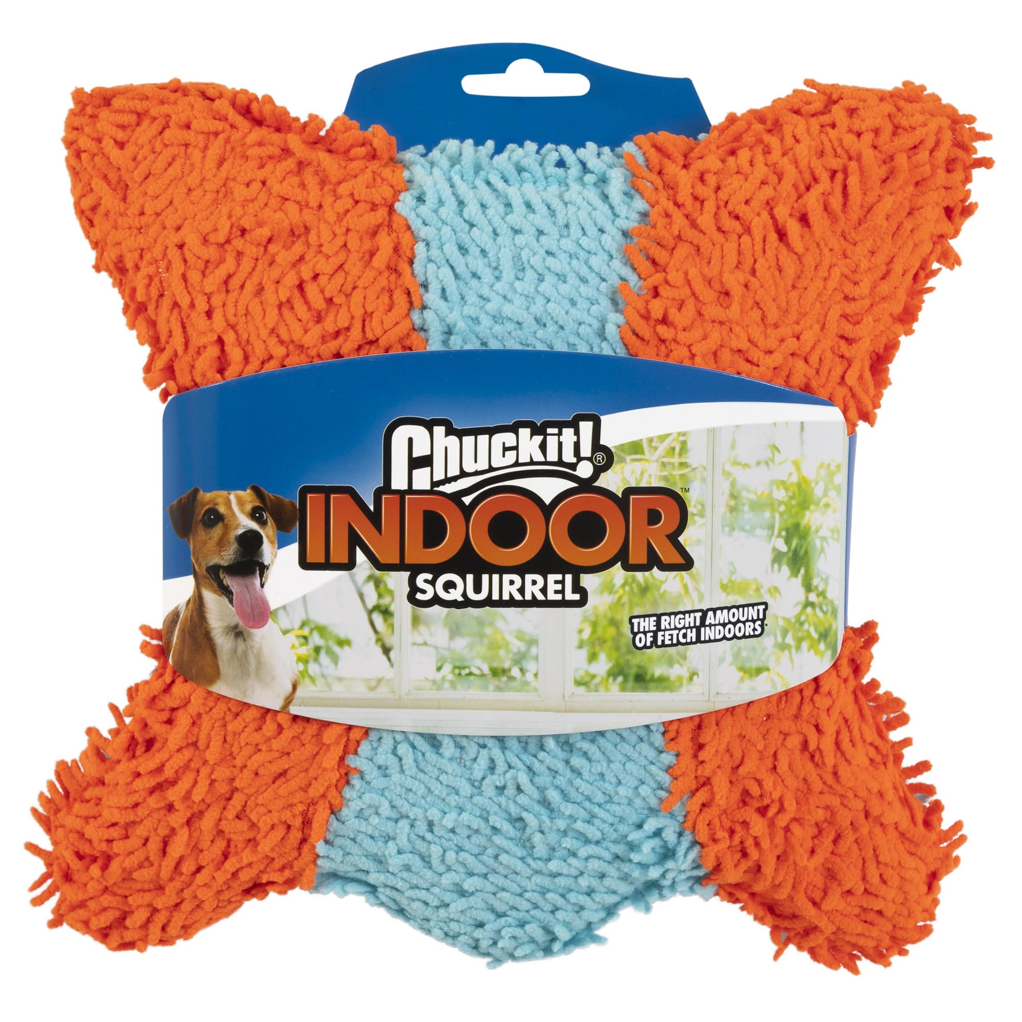 Chuckit! Indoor Fetch Squirrel Toy For Dogs - Interactive Dog Toys For Boredom, Orange And Blue