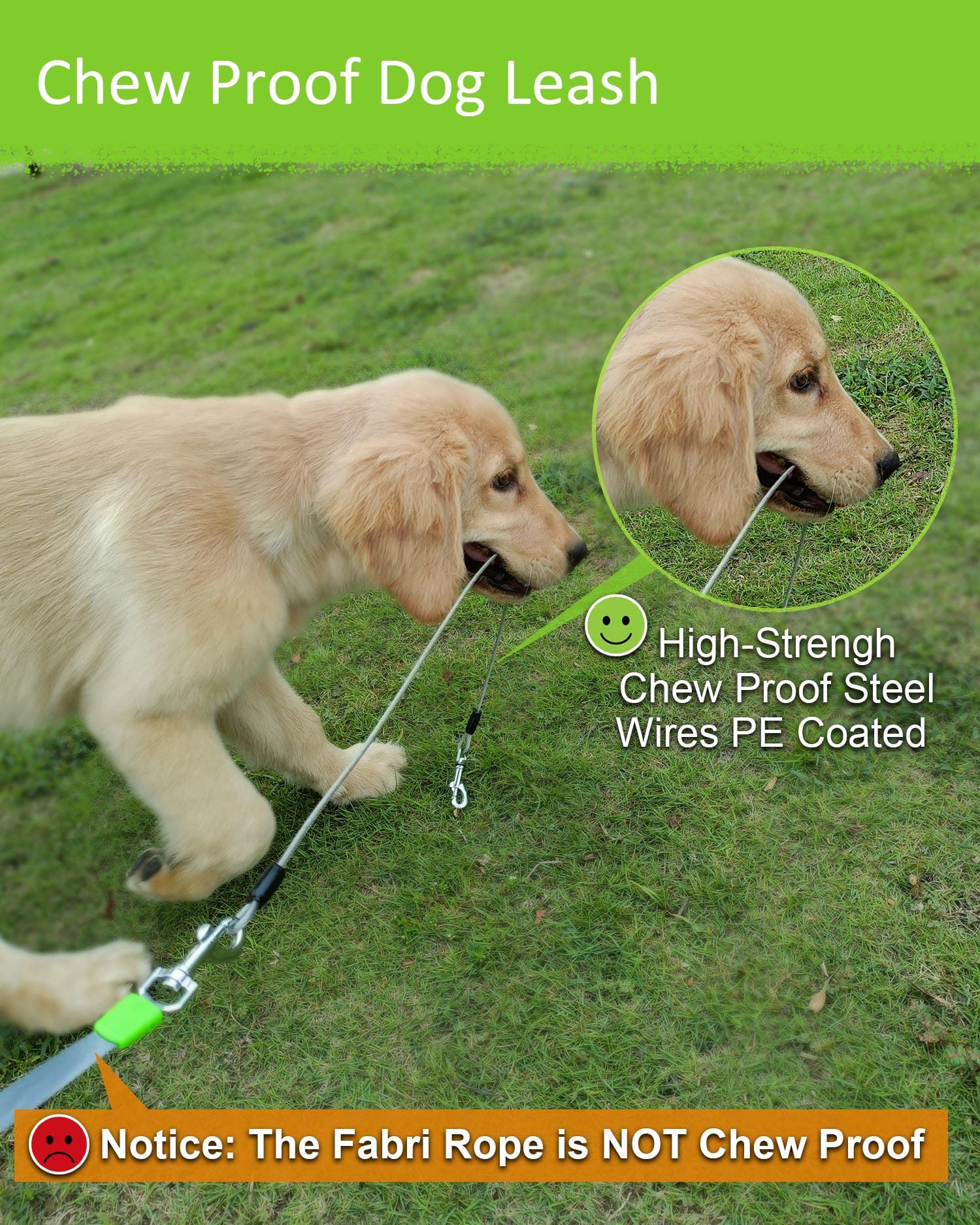 26Ft Chew Proof Retractable Dog Leash With 2 Heavy Duty Anti-Chewing Wire Ropes, 360 Tangle-Free Dog Lead With Anti-Slip Handle