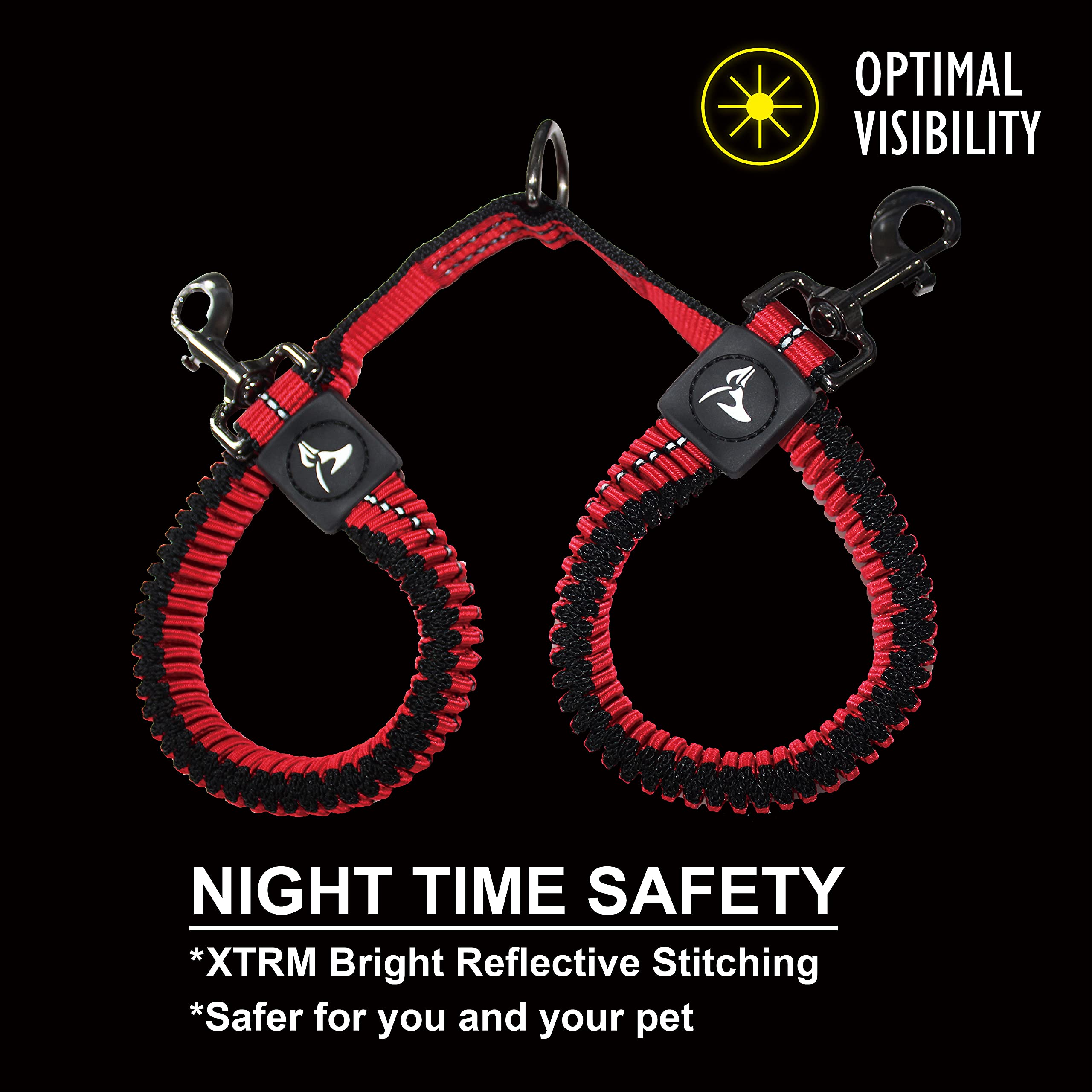 Kruz Double Dog Coupler - Kzvx2-15L - Tangle Free Dog Walking & Training Dual Extension - Comfortable, Shock Absorbing - Reflect