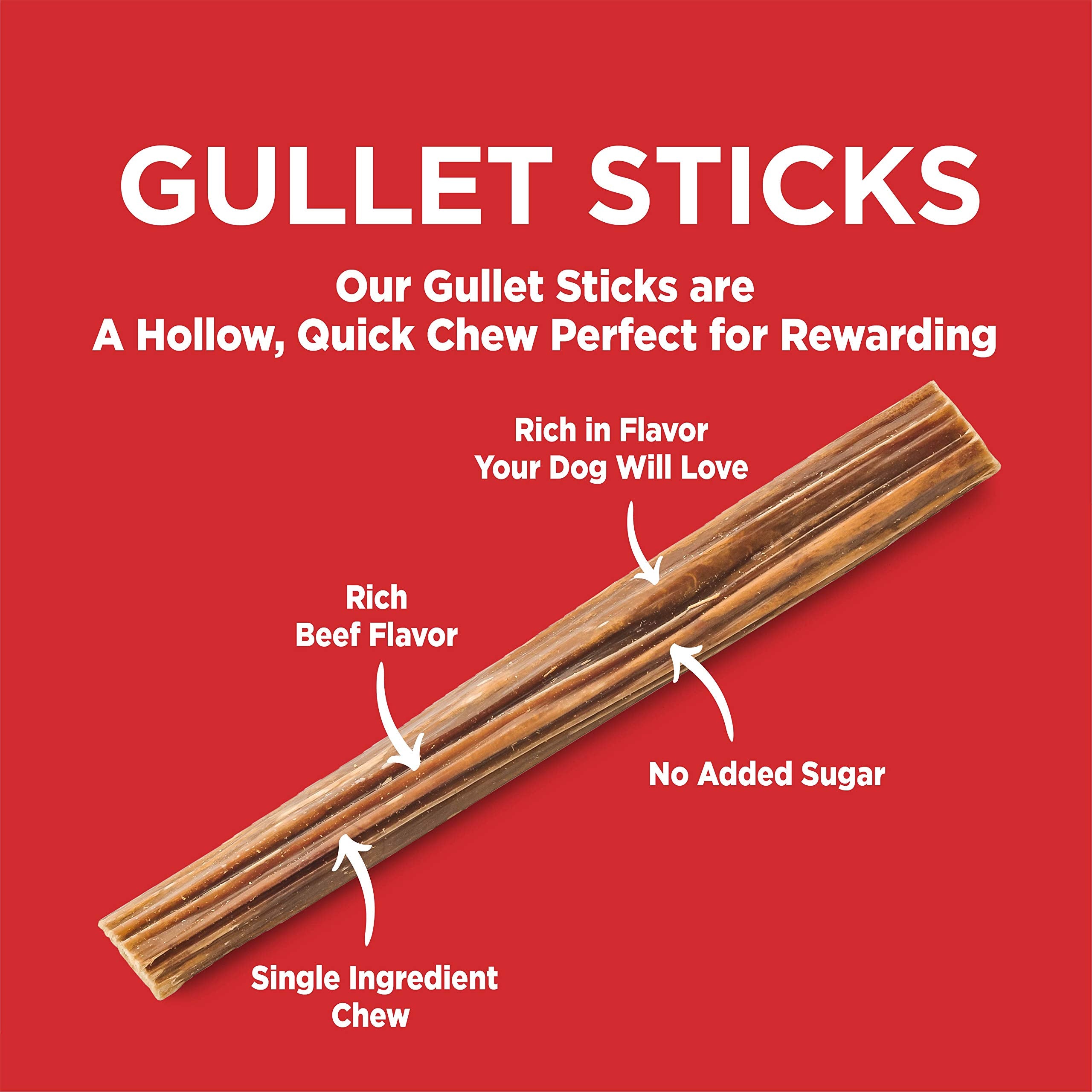 Barkworthies 6-Inch Beef Gullet Sticks for Dogs (12 pk) - Healthy Dog Treats - Protein-Packed, Promotes Dental Health - Quick Ho
