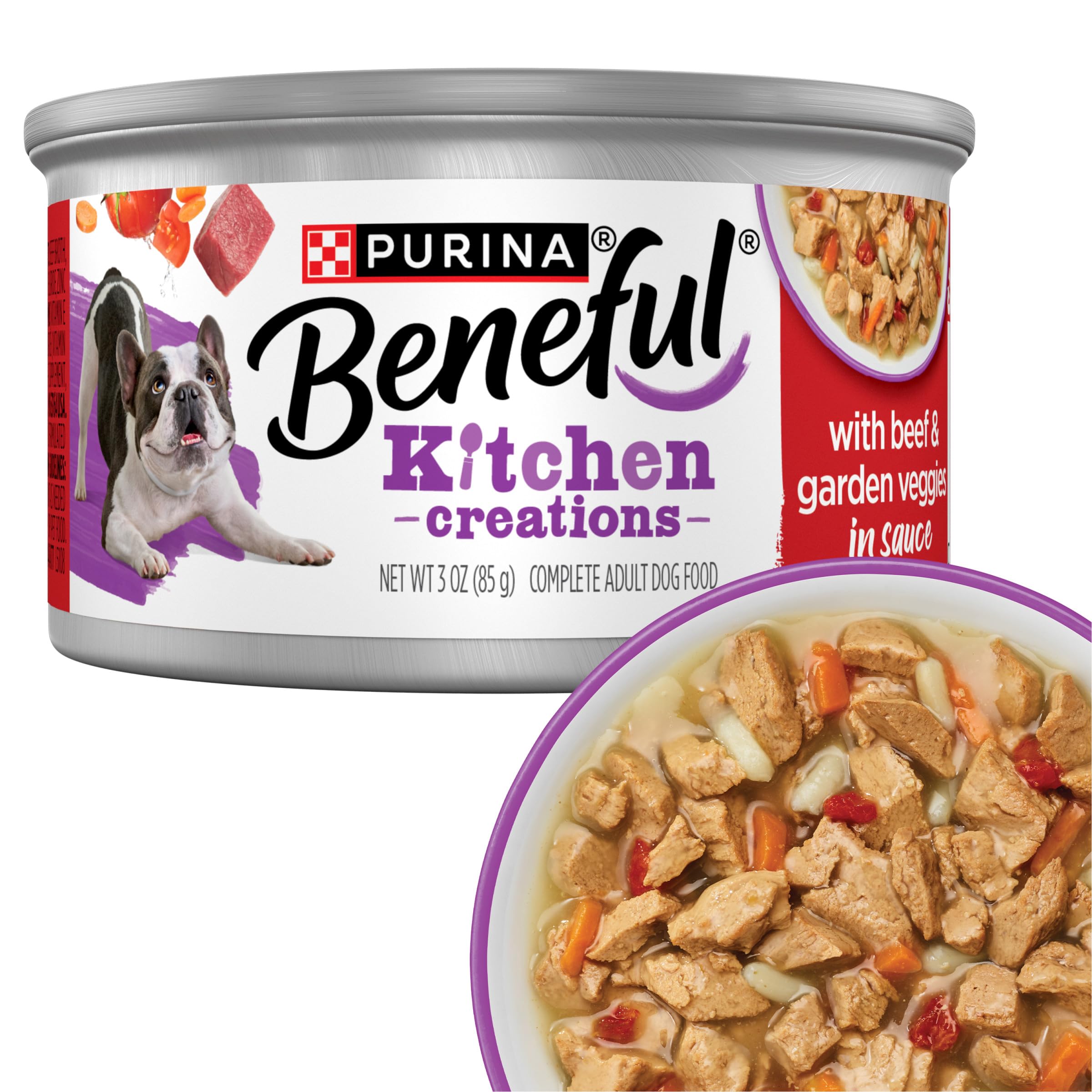 Beneful Purina Wet Dog Food Medleys Tuscan Style with Real Beef, Carrots, Tomatoes and Rice in Sauce - (Pack of 12) 3 oz. Cans