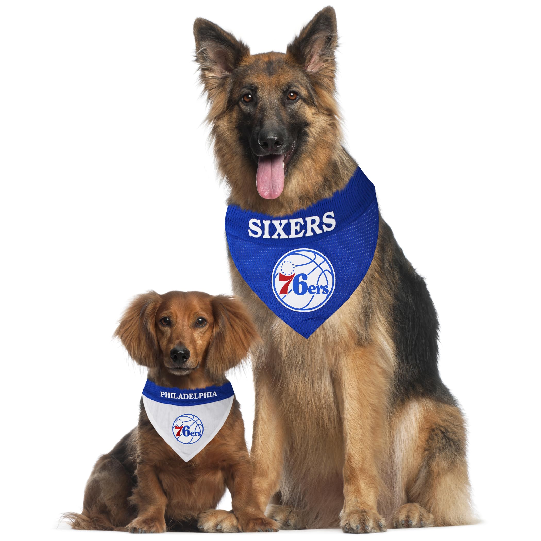 Nba Dog Bandana - Philadelphia 76Ers Reversible Pet Bandana. 2 Sided Home & Away Sports Bandana With A Premium Embroidery Team L