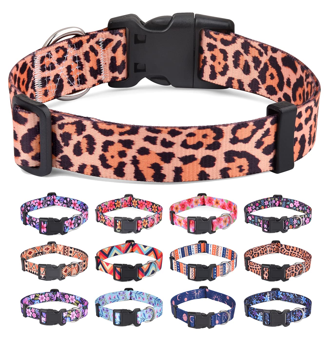 Hqyddmi Dog Collar For Small Dogs, Soft Comfy Pet Collar For Small Medium Large Dogs, Leopard Pattern For Boy Girl Puppy Dogs(Le