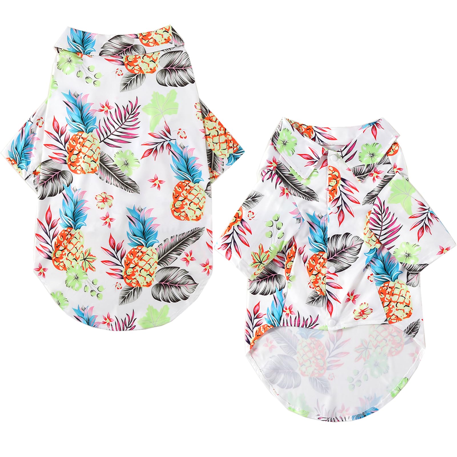 Hawaii Shirt For Dogs - White Fruits Print Polo T-Shirt, Breathable Cool Beach Style Summer Clothes For Large Dog Boys And Girls