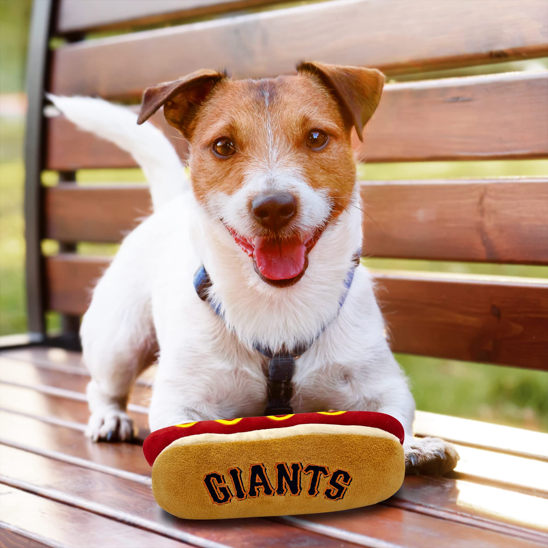 Mlb San Francisco Giants Plush Dog Toys - Stadium Theme Snacks - Cutest Plush Hot-Dog Toy For Dogs & Cats With Inner Squeaker &