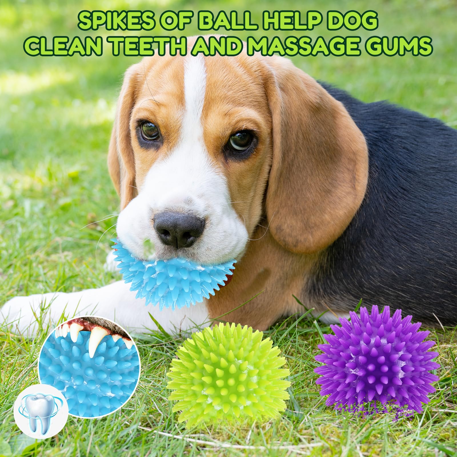 2.5'' Squeaky Dog Balls for Small Medium Dogs, 6 Pack Small Dog Chew Toys with Spike, Puppy Toys for Teeth Cleaning and Training
