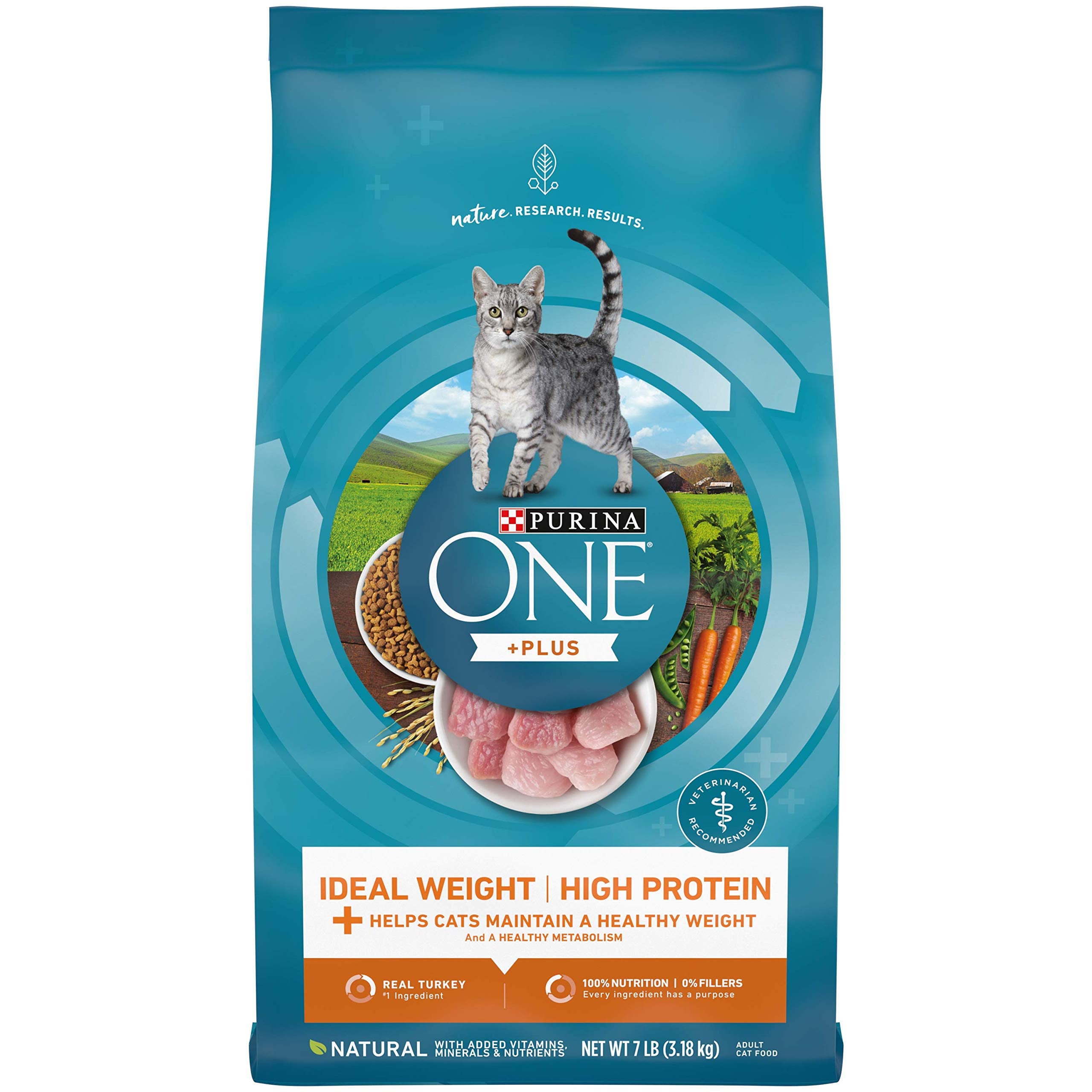 Purina ONE High Protein, Healthy Weight Dry Cat Food, +Plus Ideal Weight With Turkey - 7 lb. Bag