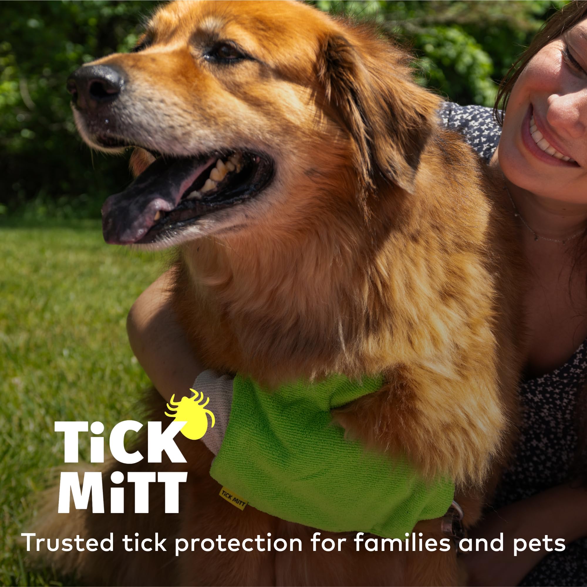 TiCK MiTT Green Tick Removal Glove: Gently Remove Ticks from Humans & Pets - Chemical-Free, Durable, Portable, Easy to Use Tick