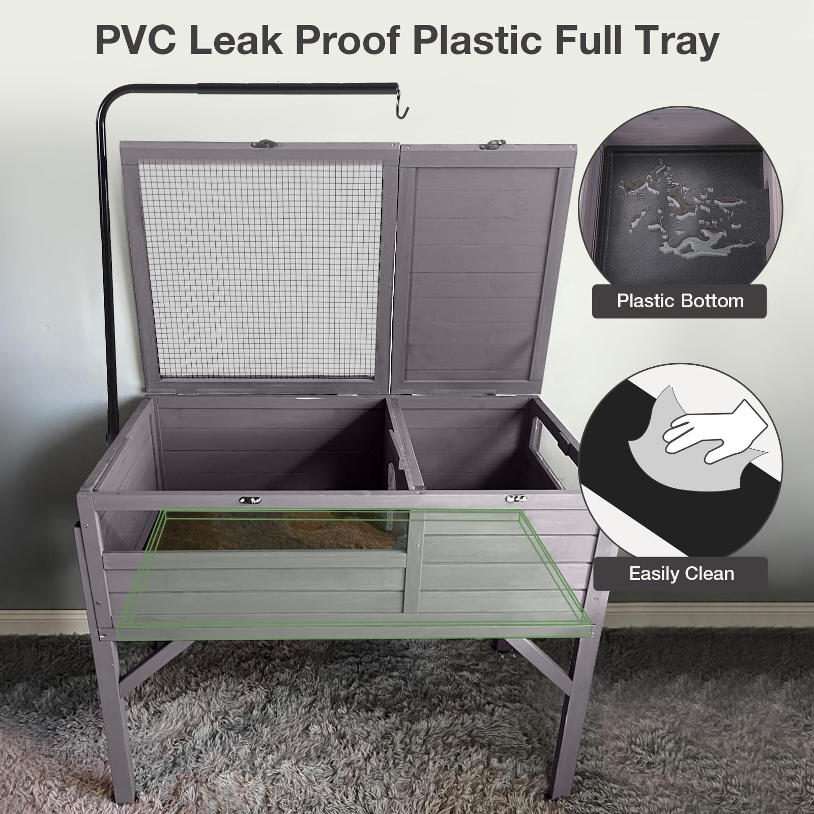 Medehoo Tortoise Habitat With Adjustable Lamp Holder Wooden Reptile Enclosure Terrarium Transparent Acrylic View Elevated Detach