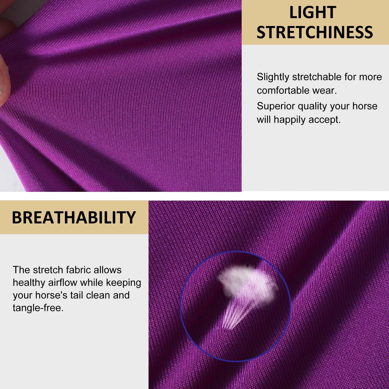 Harrison Howard Breathable Horse Tail Guard, Slip On Design, 2 Strand Straps, 22'' Length, Purple