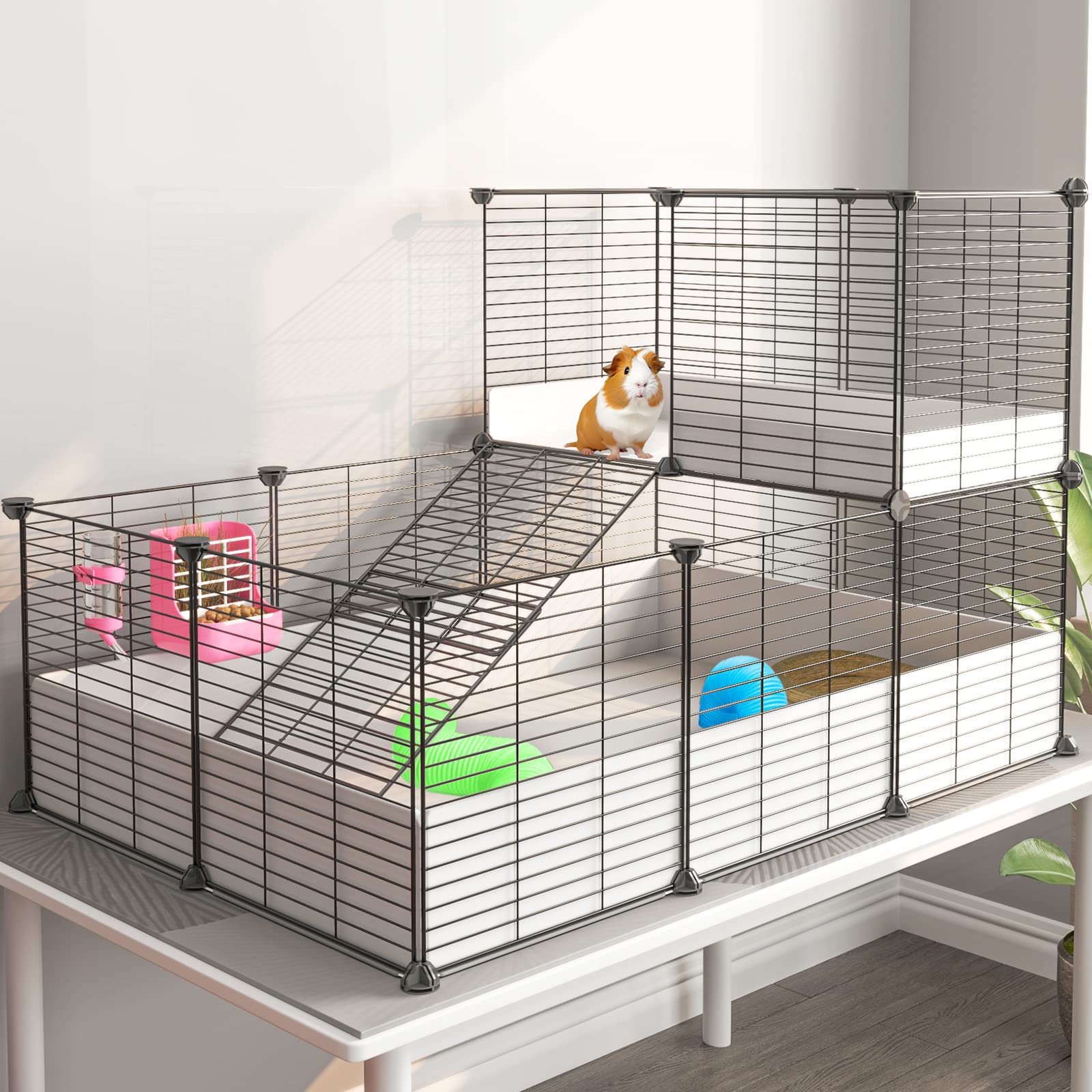 Oneluck Guinea Pig Cage, Indoor Habitat With Waterproof Plastic Bottom,Playpen For Small Pet Bunny, Turtle, Hamster, Loft Cage