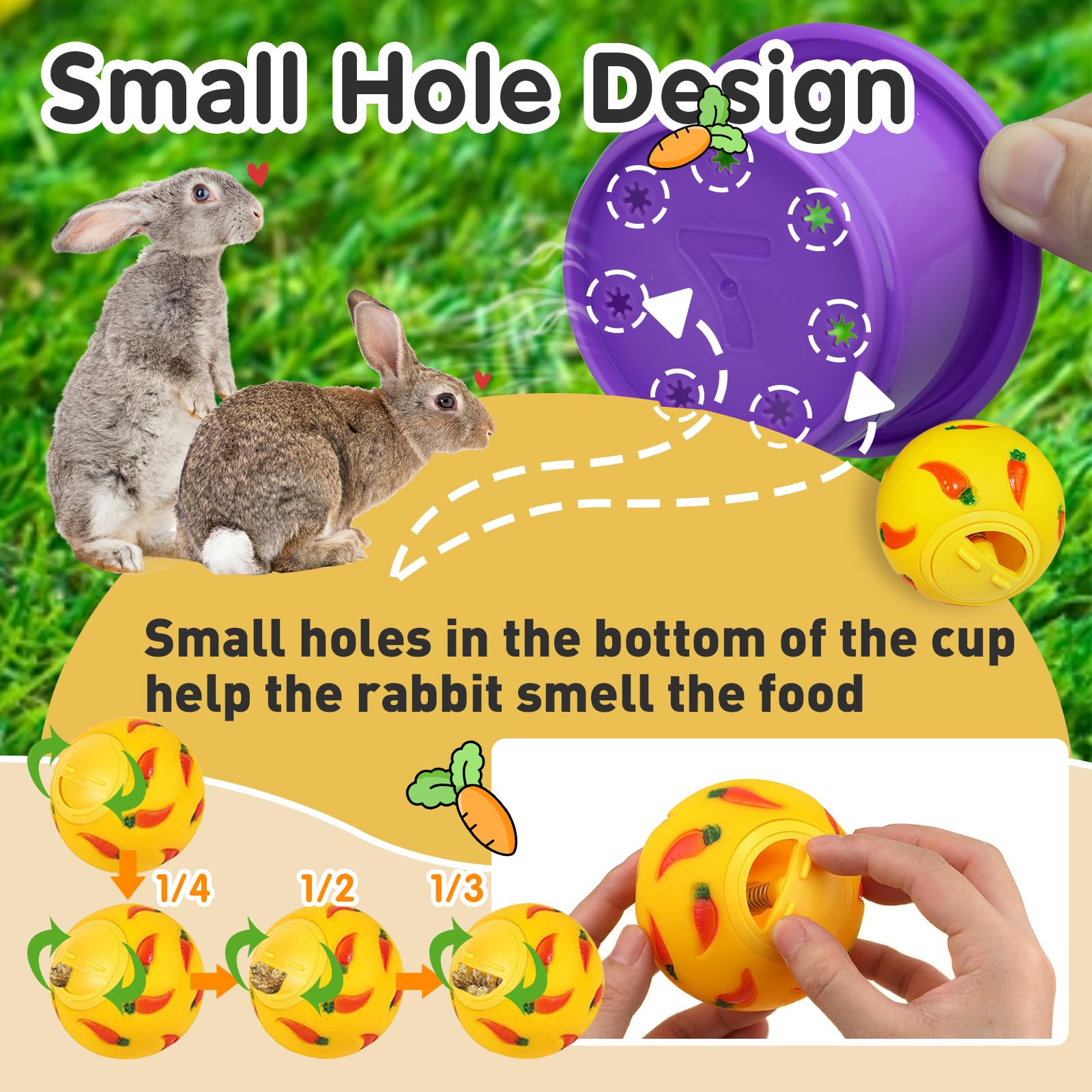 Iffitya 8 Pcs Colorful Stacking Cups and a Ball for Rabbits, Colorful Bunny Toys for Rabbits and Small Animals, Nesting Rabbit T