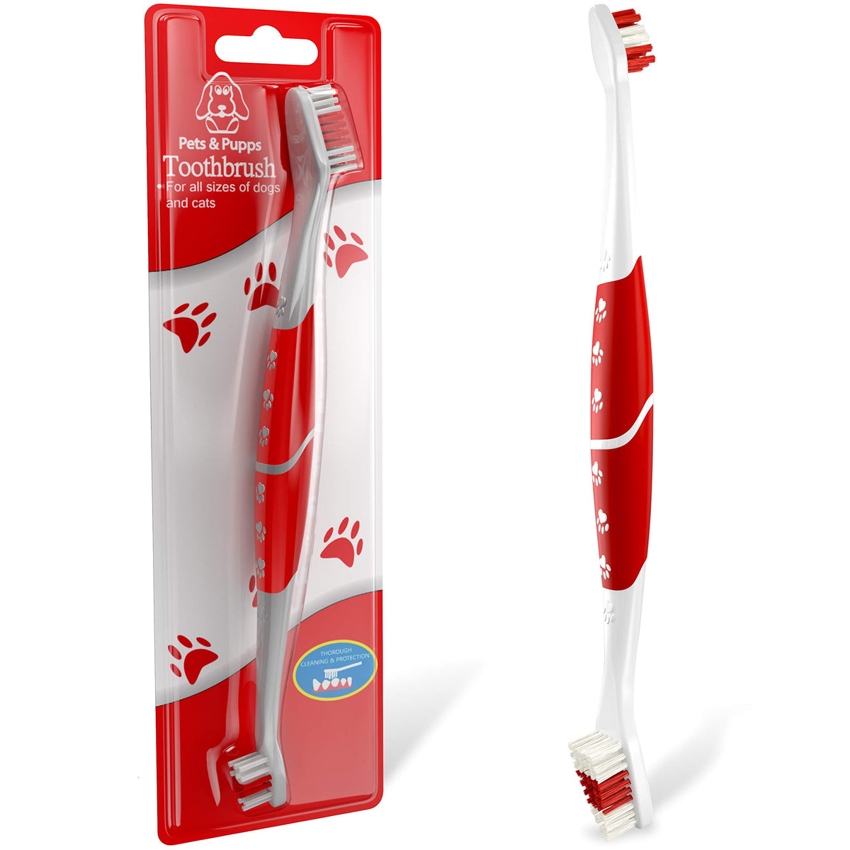 Pet Toothbrush For Dogs, Cats With Soft Bristles - Easy Teeth Cleaning & Dental Care, Non Slip Dual Head Dog Toothbrush - Choose Your Pack (Pack Of 1)