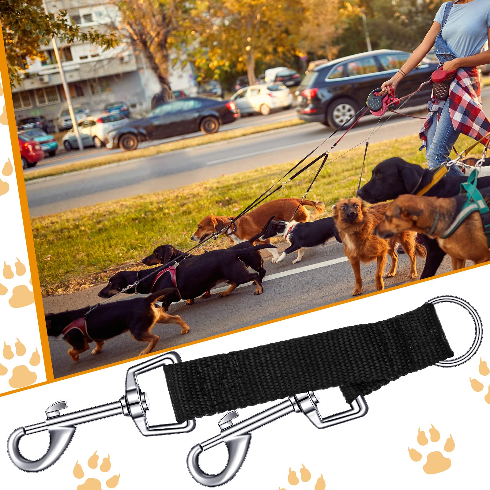 Frienda 5 Pcs Braided Poly Collar Backup Dog Collar Clip Double Ended Nylon Dog Connector Strap Collar Backup Clip Safety Clip f