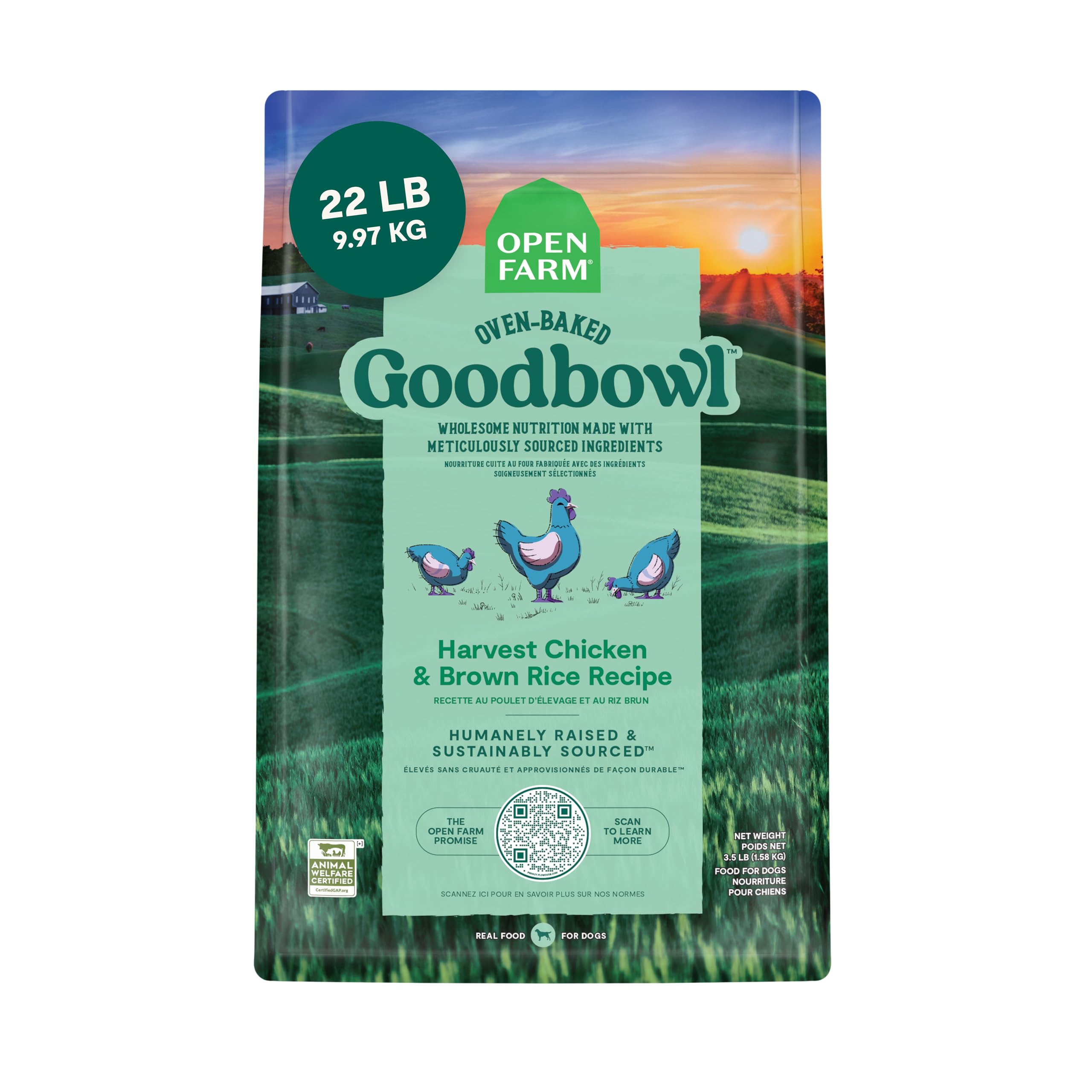 Open Farm Goodbowl, Oven-Baked Small Batch Dry Dog Food - Harvest Chicken & Brown Rice Recipe, Includes Non-GMO Produce & Grains