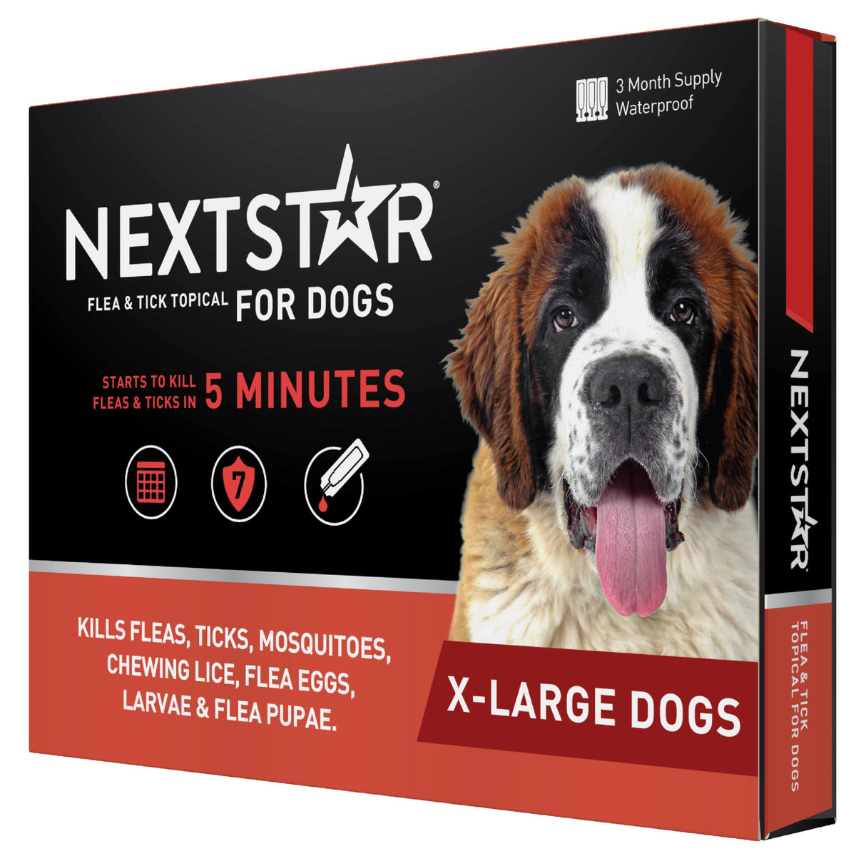 Nextstar Flea And Tick Prevention For Dogs, Repellent, And Control, Fast Acting Waterproof Topical Drops For Extra-Large Dogs, 3
