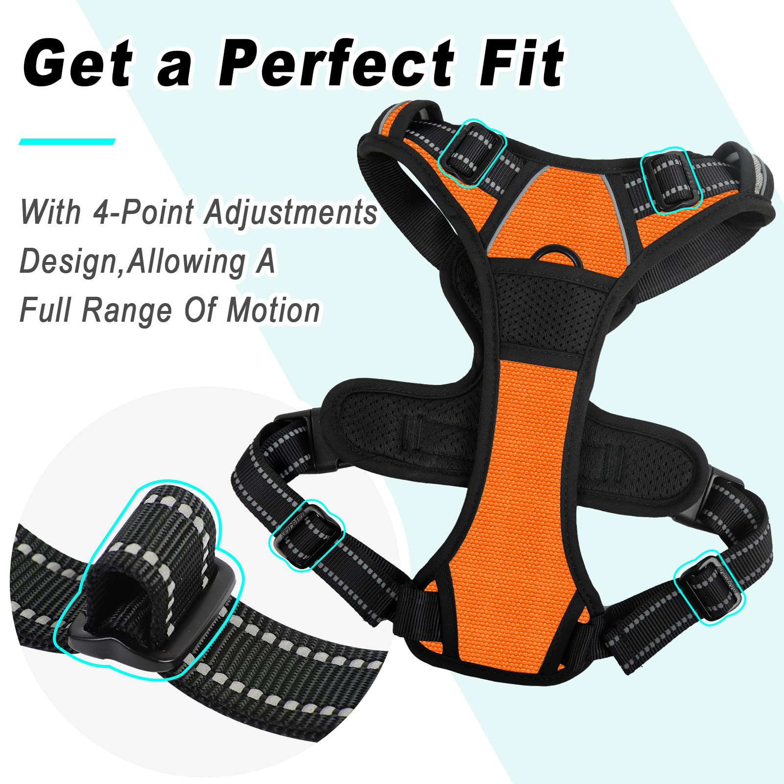 Barkbay No Pull Dog Harness Large Step In Reflective Dog Harness With Front Clip And Easy Control Handle For Walking Training Running(Orange,S)