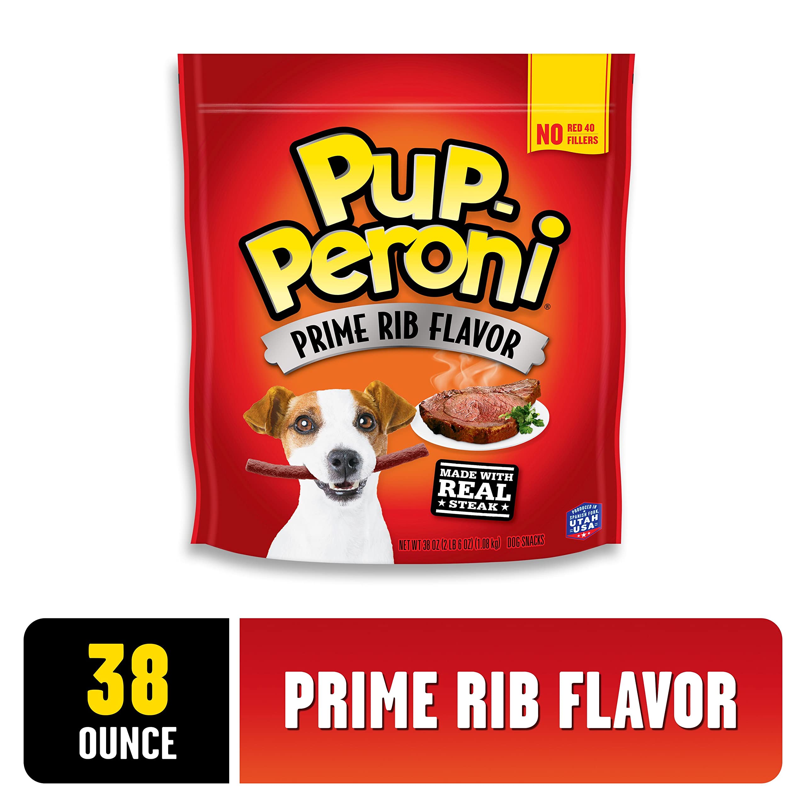 Pup-Peroni Dog Treats, Prime Rib Flavor, 38 Ounce, Made with Real Steak, No Red 40 or Fillers