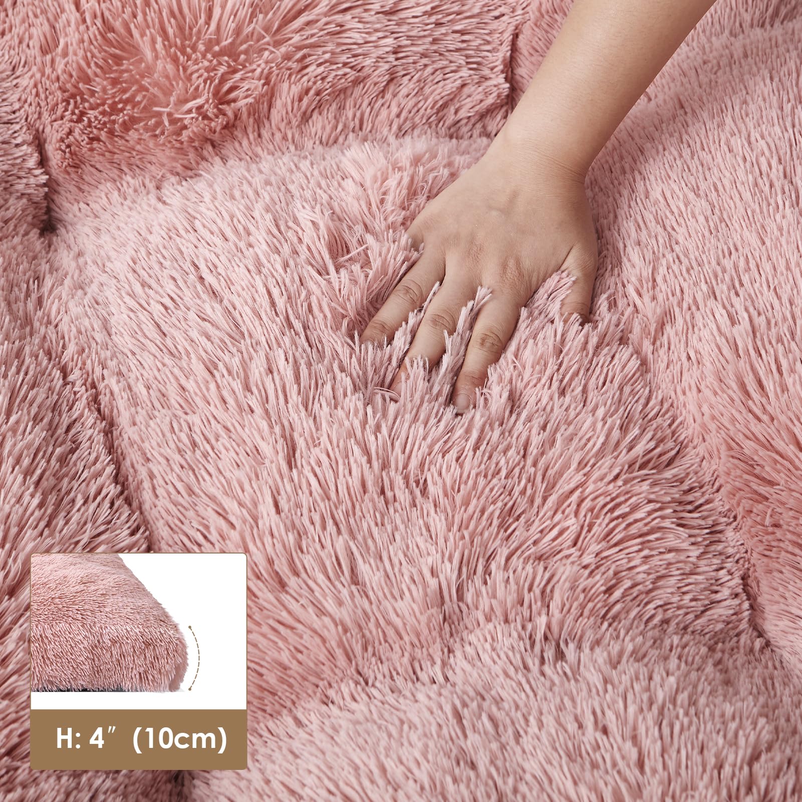Eheyciga Fluffy Xxl Dog Crate Pad, Plush Faux Fur Dog Bed For Extra Large Dogs, Calming Anti Anxiety Xxl Dog Bed For Crate, Washable Soft Warm Dog Crate Mat With Non-Slip Bottom, Pink