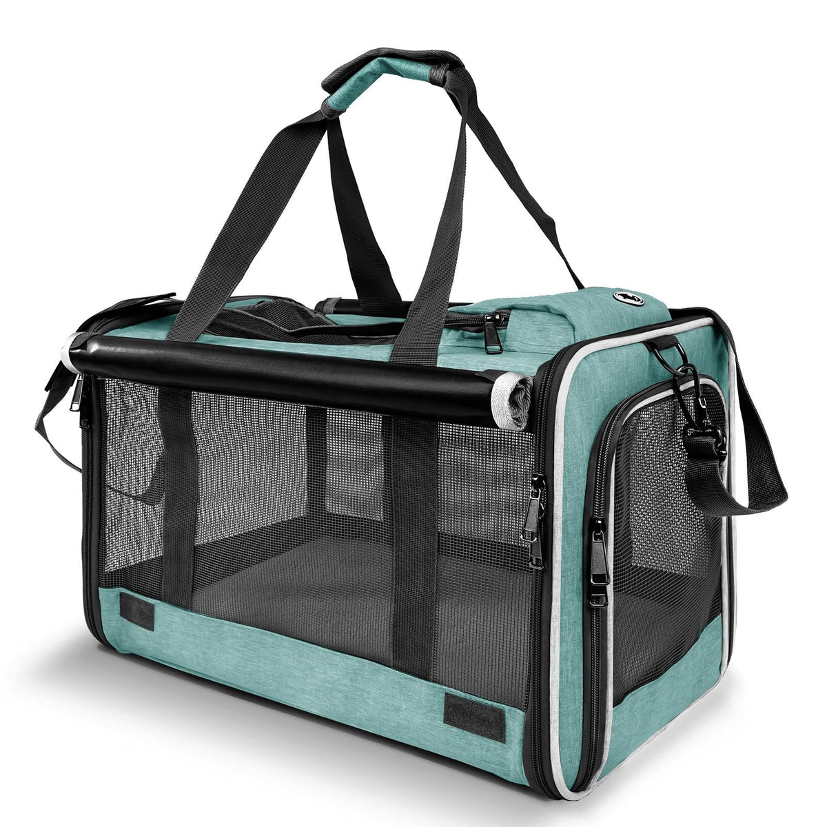 Gapzer Small Dog Carrier For Puppy Yorkshire Softshell Car Transport Chihuahua Carry Cage 18-Inch Collapsible Doggie Vet Visit Crate Easy Load Roomy Pet Carrier Bag Kennel Dog Essentials Teal