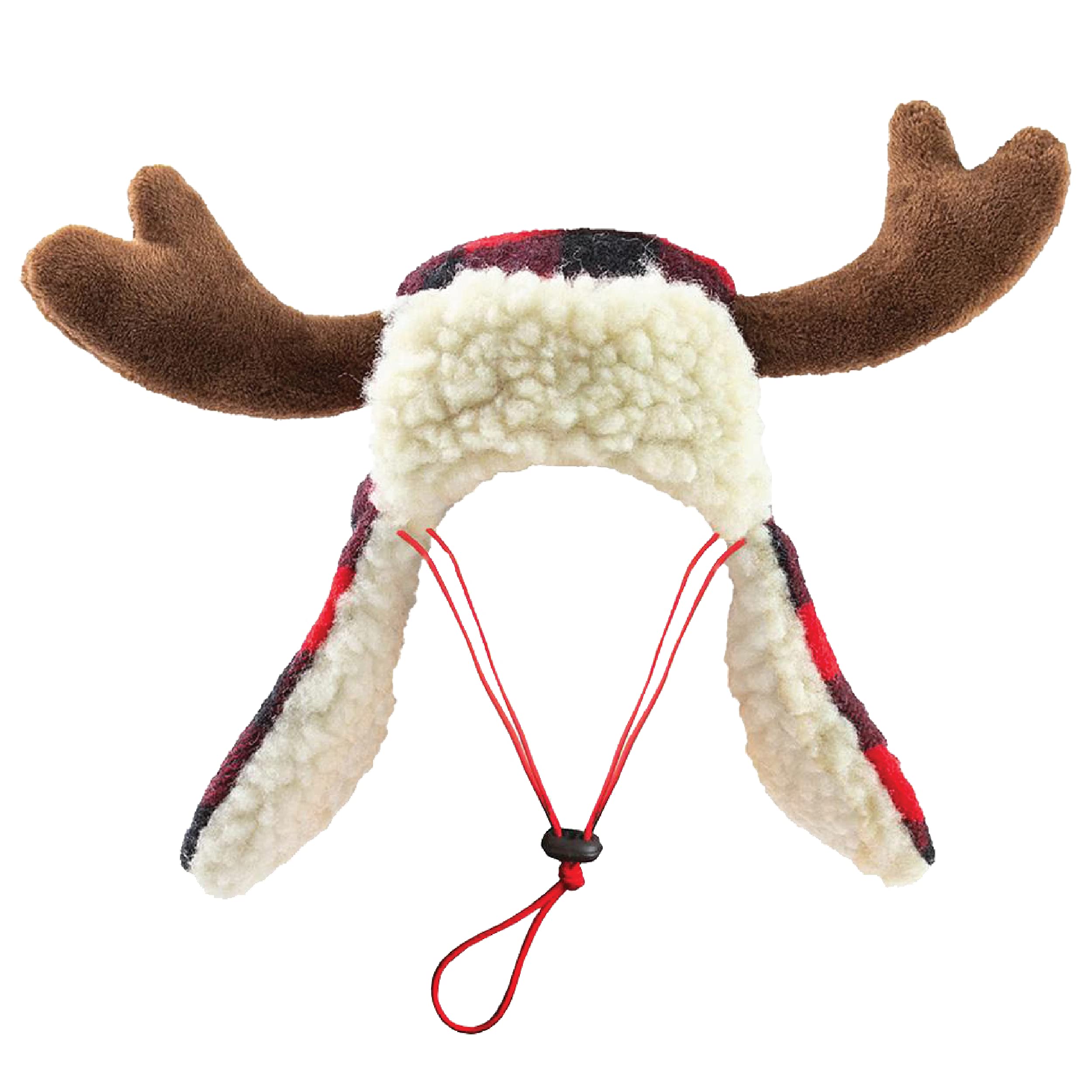 Huxley & Kent Pet Hat | Antler Buffalo Check (Large) | Festive Christmas Holiday Accessory For Dogs/Cats | Holiday Pet Hat | Snugfit Sliding Toggles For Best Fit
